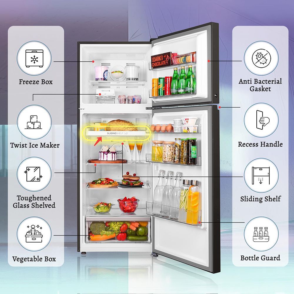 Haier Vogue Series 328 Litres 3 Star Frost Free Double Door Convertible Refrigerator with Triple Inverter & Dual Fan Technology (HRF-3783YGG-P, Yellow Grey Glass)_18