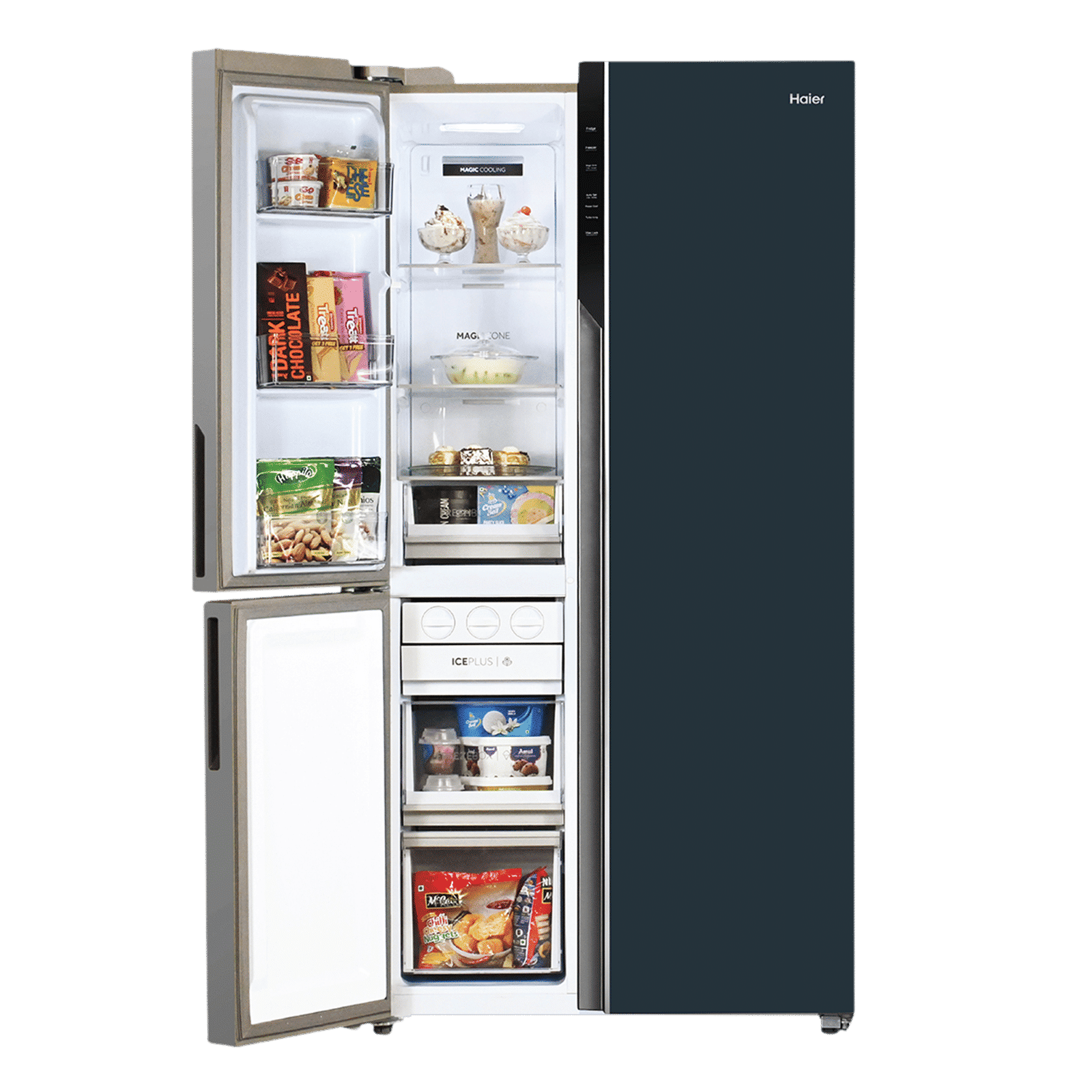 Haier Vogue Series 598 Litres 3 Star Frost Free Side by Side Refrigerator with Expert Inverter Technology (HRT-683GOG, Grey Onyx Glass)_12