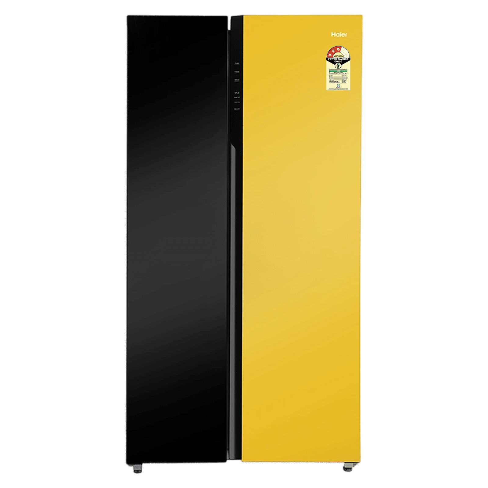 Haier Vogue Series 602 Litres 3 Star Frost Free Side by Side Refrigerator with Expert Inverter Technology (HRS-682KYG, Black Yellow Glass)_1