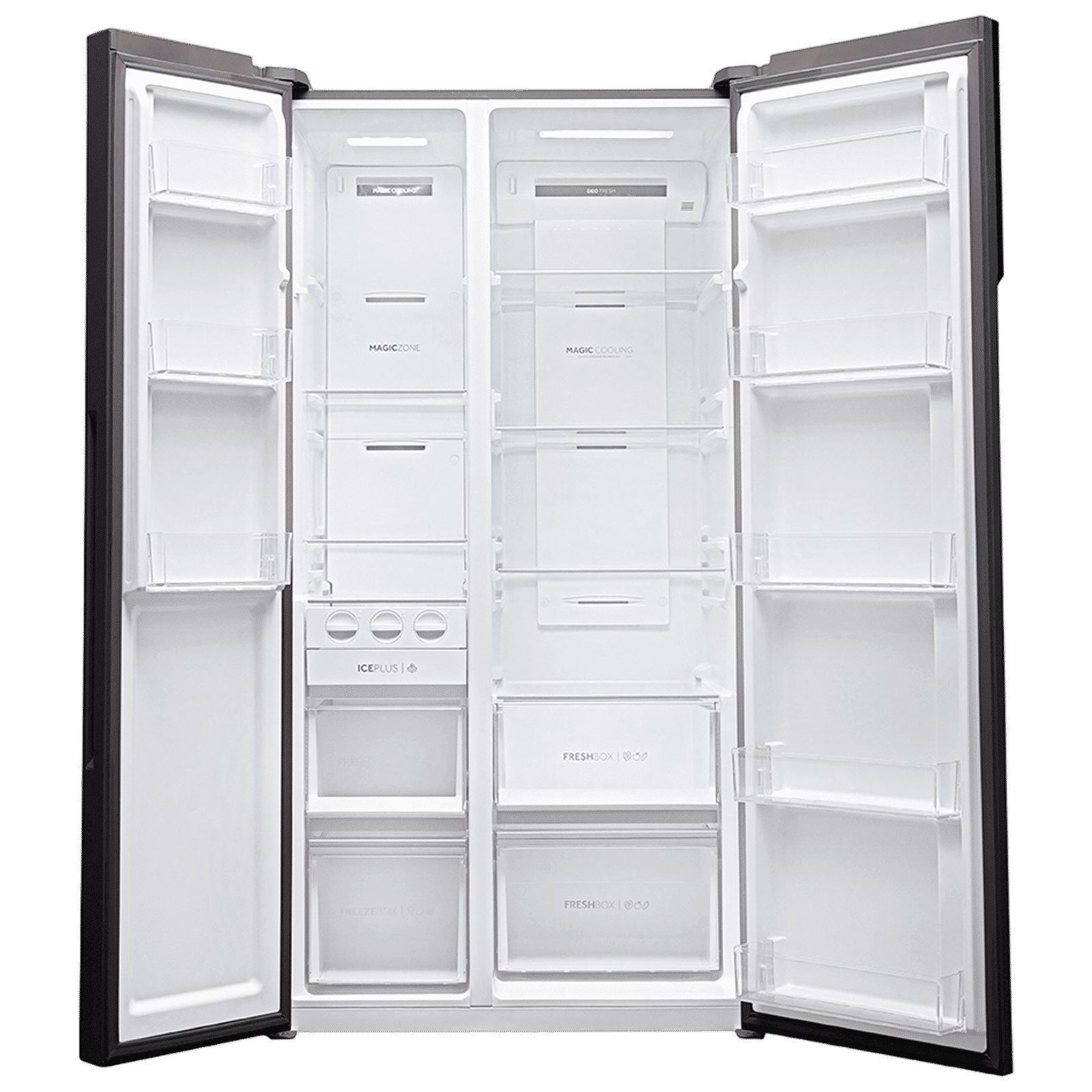 Haier Vogue Series 602 Litres 3 Star Frost Free Side by Side Refrigerator with Expert Inverter Technology (HRS-682KYG, Black Yellow Glass)_8