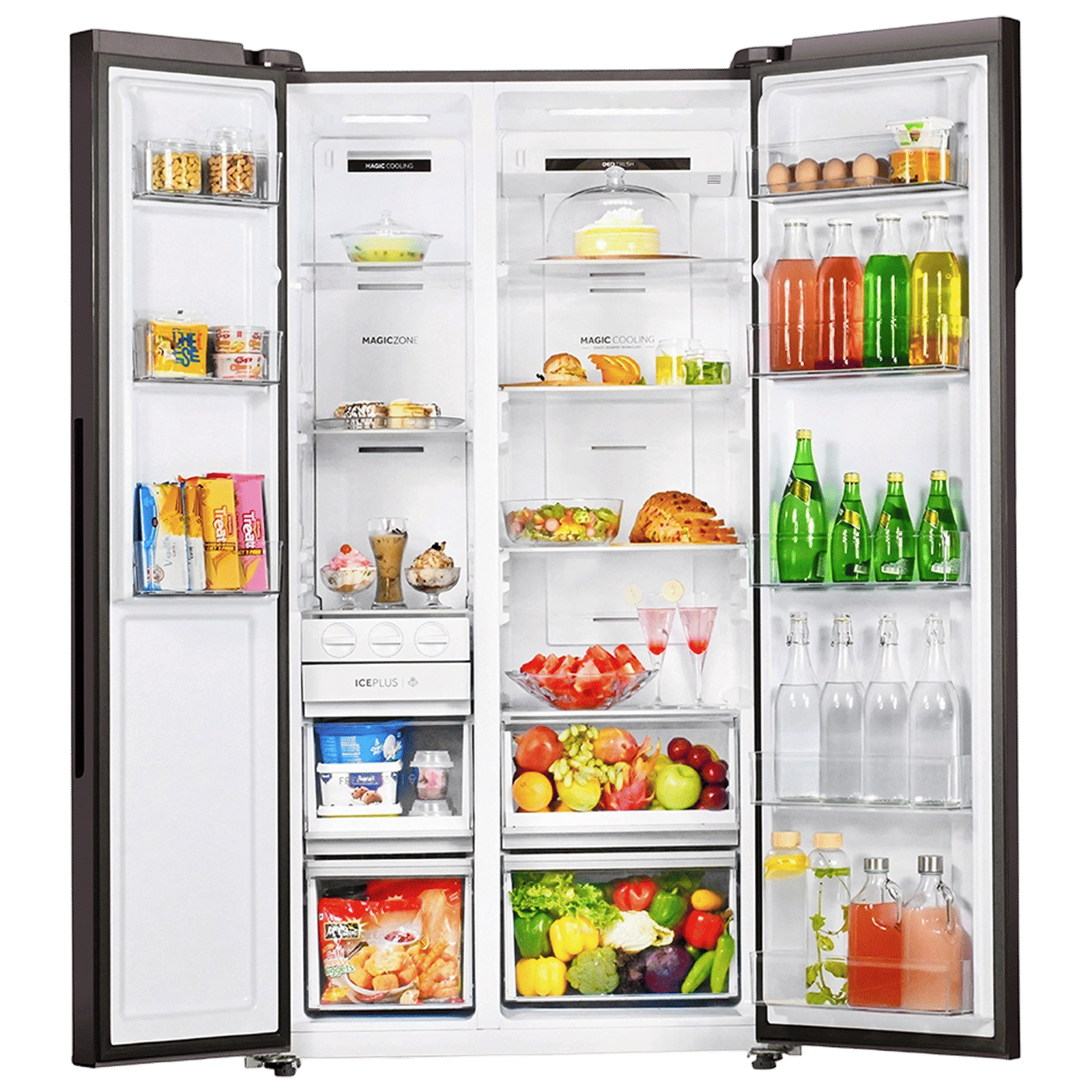 Haier Vogue Series 602 Litres 3 Star Frost Free Side by Side Refrigerator with Expert Inverter Technology (HRS-682KYG, Black Yellow Glass)_11