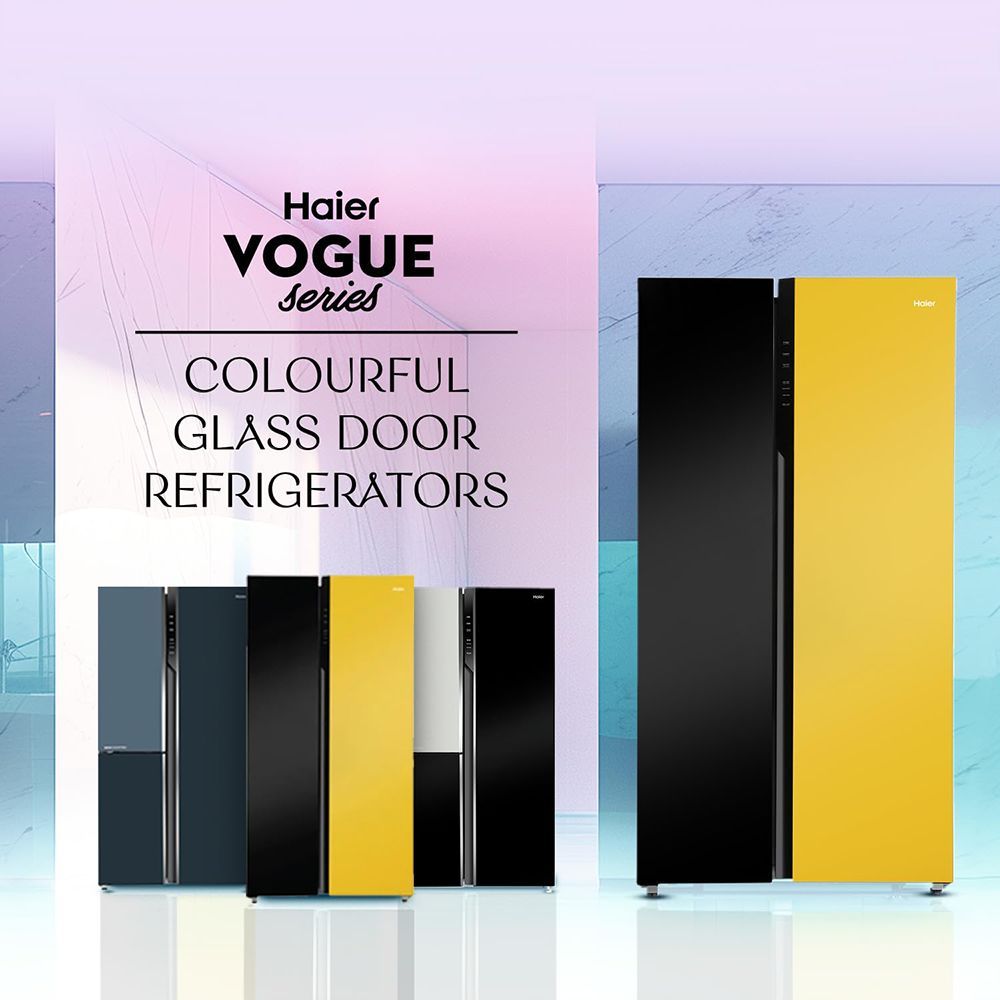 Haier Vogue Series 602 Litres 3 Star Frost Free Side by Side Refrigerator with Expert Inverter Technology (HRS-682KYG, Black Yellow Glass)_13