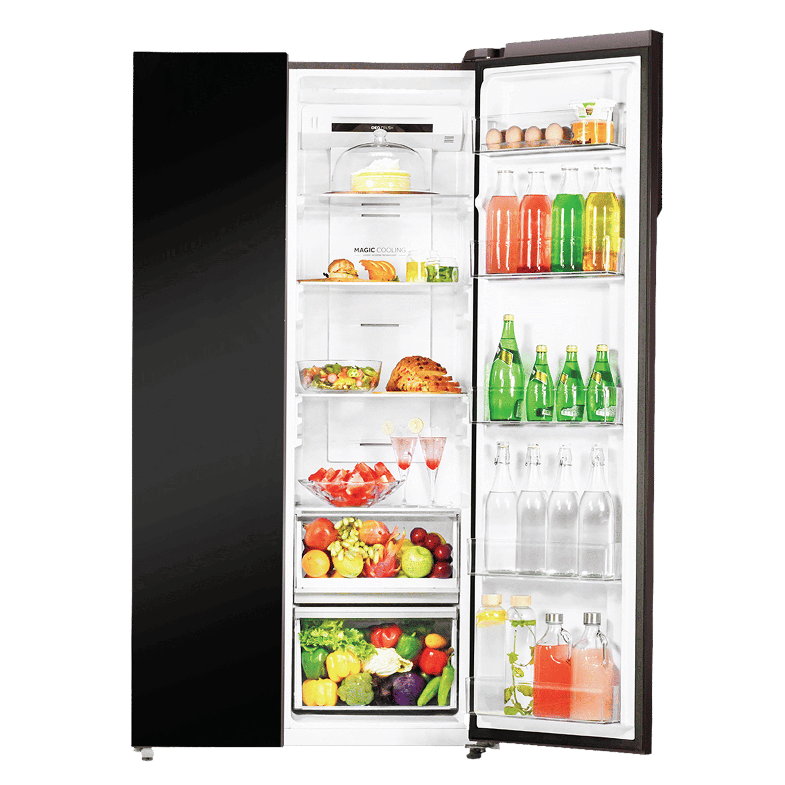 Haier Vogue Series 602 Litres 3 Star Frost Free Side by Side Refrigerator with Expert Inverter Technology (HRS-682KYG, Black Yellow Glass)_5