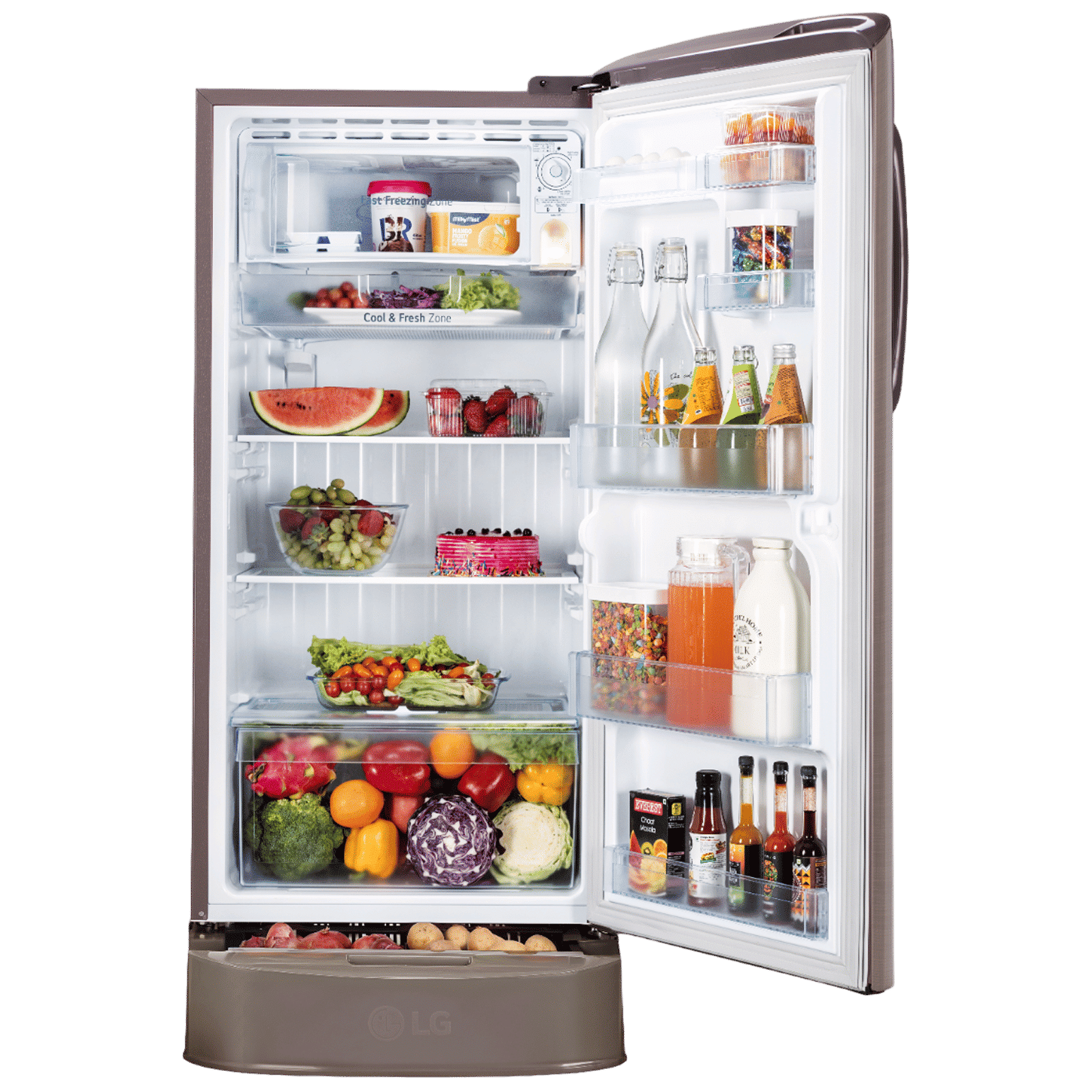 LG 210 Litres 3 Star Direct Cool Single Door Refrigerator with Stabilizer Free Operation (GL-D231AFSD, Fawn Steel)_5