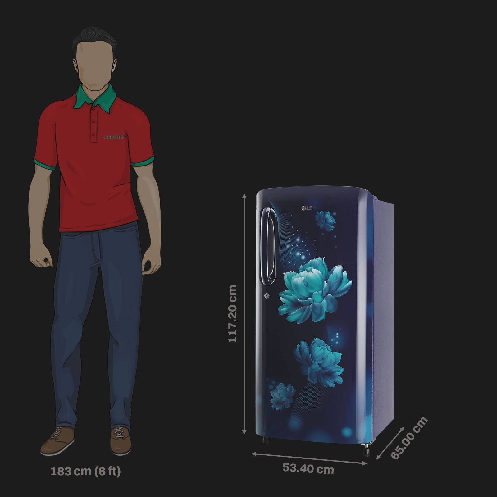 LG 185 Litres 3 Star Direct Cool Single Door Refrigerator with Anti-Bacterial Gasket (GL-B201ABCD, Blue Charm)_3