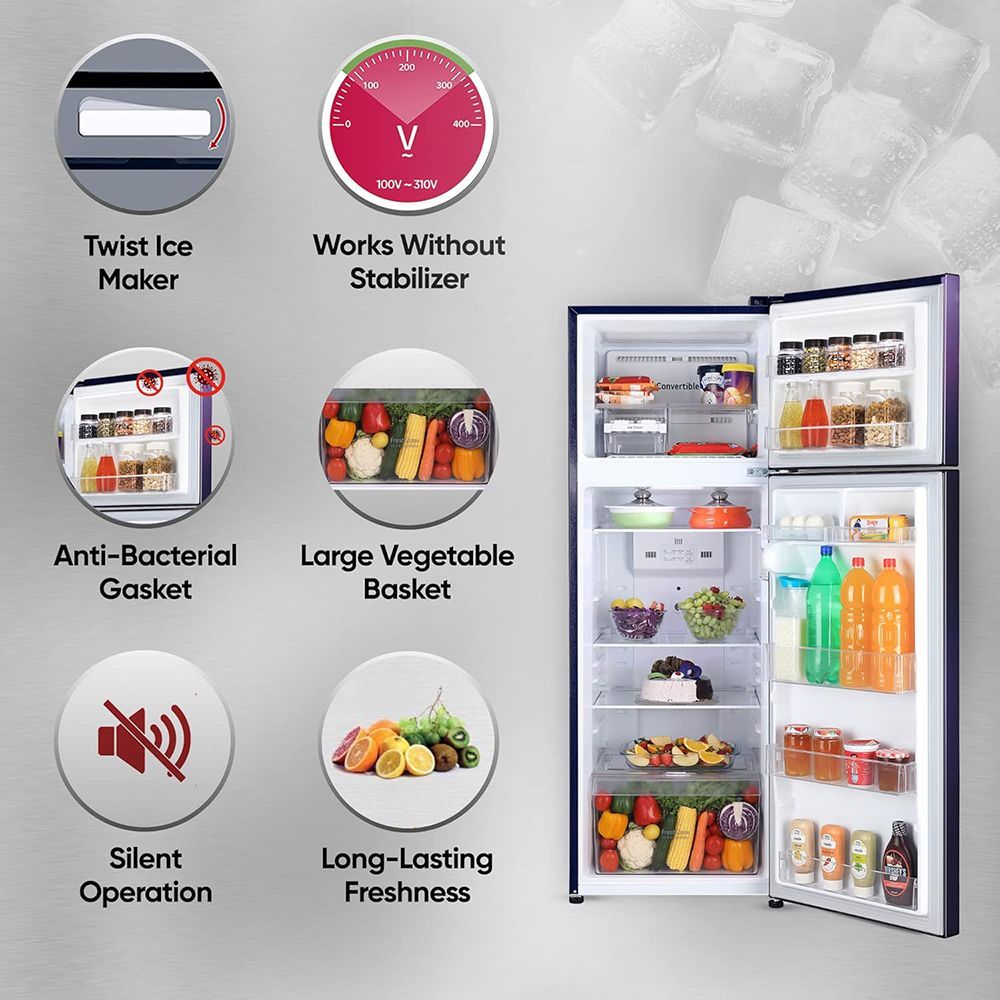 LG 272 Litres 2 Star Frost Free Double Door Convertible Refrigerator with Anti Bacterial Gasket (GL-S312SBEY.ABEZEBN, Blue Euphoria)_15