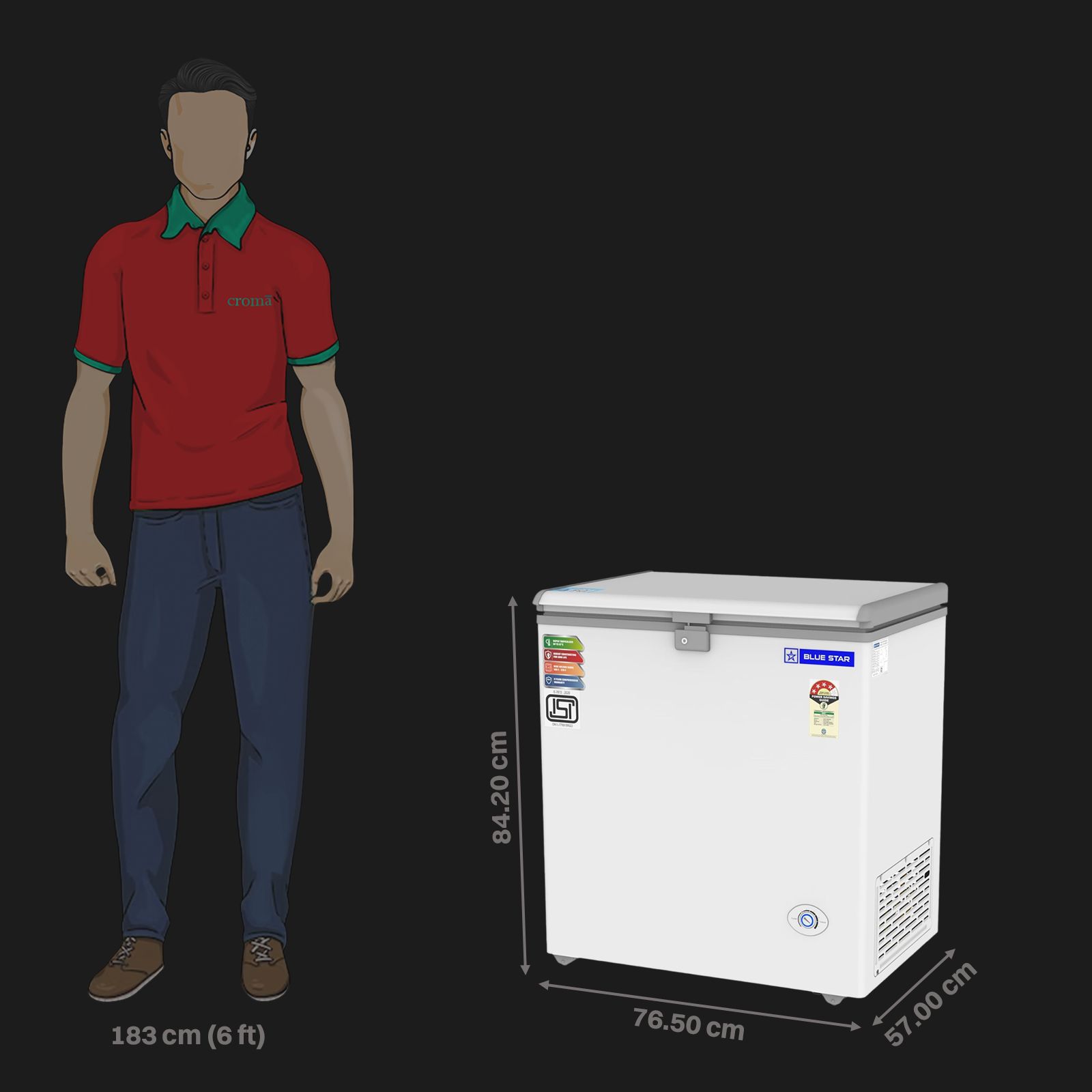 Blue Star NEYW Series 161 Litres 4 Star Single Door Deep Freezer (Static Cooling Technology, CF4-180NEYW, White)_3