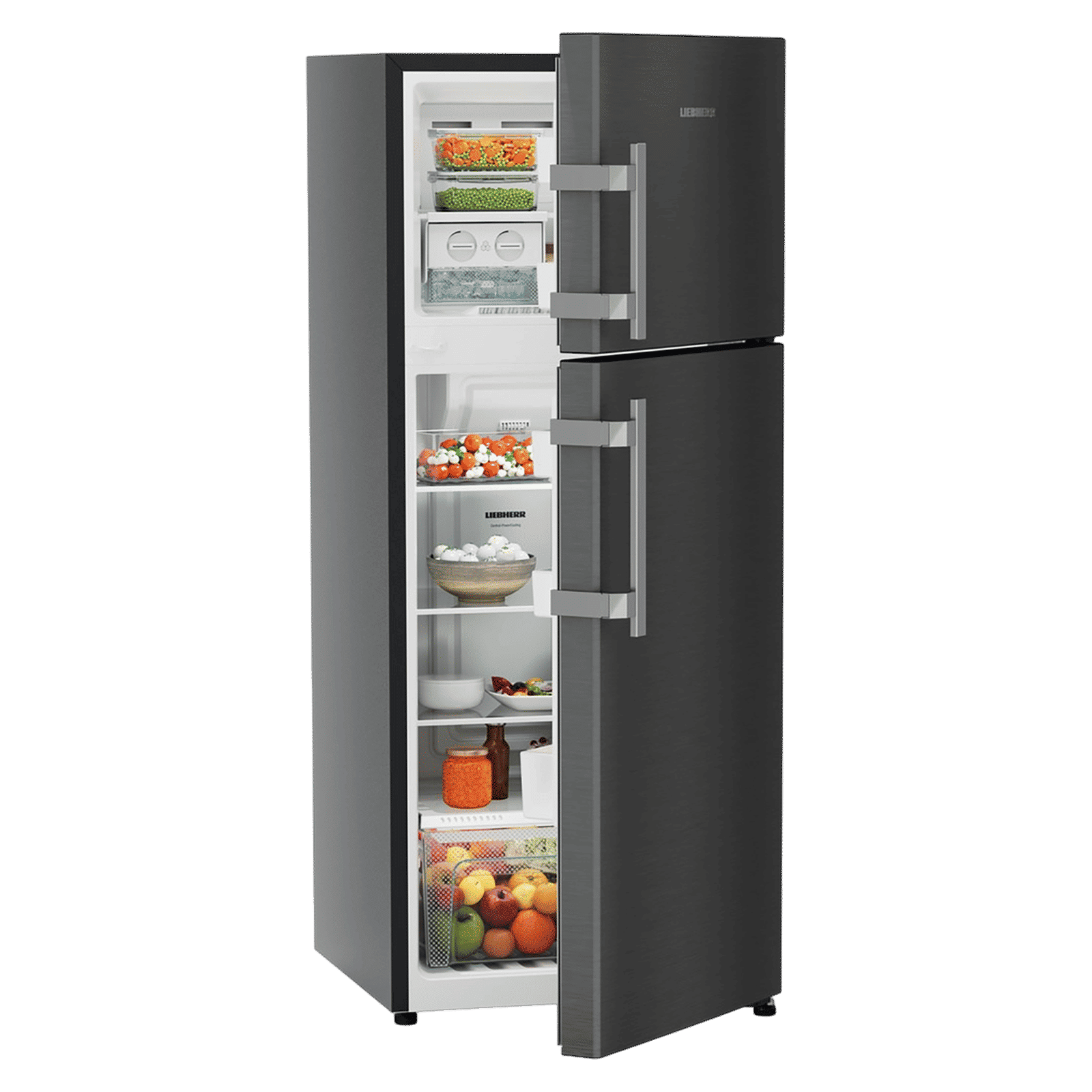 LIEBHERR Pure 245 Litres 2 Star Frost Free Double Door Refrigerator with Anti-Bacterial Gasket (TCLbsB 2411, Black Steel)_9