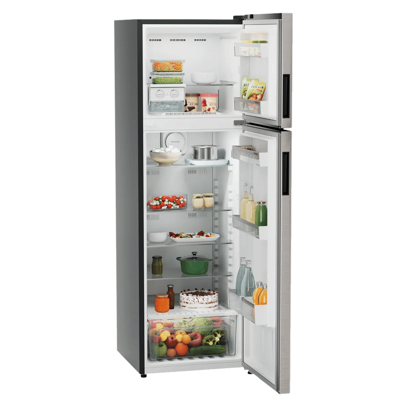 LIEBHERR Pure 316 Litres 2 Star Frost Free Double Door Refrigerator with Stabilizer Free Operation (TDPgsB 3111, Grey Steel)_8