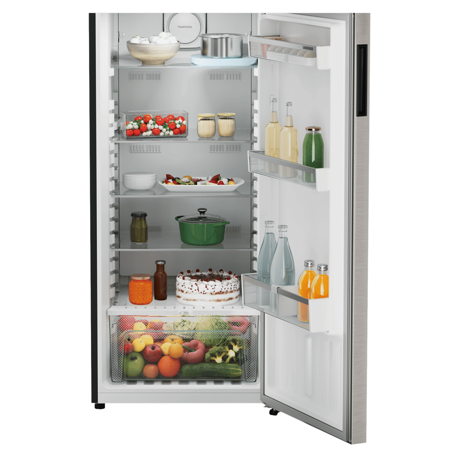 LIEBHERR Pure 316 Litres 2 Star Frost Free Double Door Refrigerator with Stabilizer Free Operation (TDPgsB 3111, Grey Steel)_11