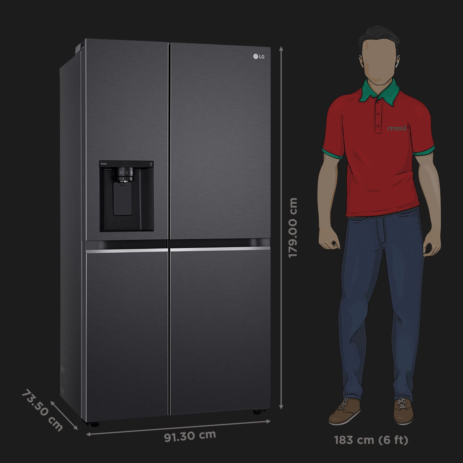 LG 630 Litres 3 Star Frost Free Side by Side Door Smart Wifi Enabled Refrigerator with Multi Air Flow (GL-L257CMC3, Matt Black) LG 630 Litres 3 Star Frost Free Side by Side Door Smart Wifi Enabled Refrigerator with Multi Air Flow (GL-L257CMC3, Matt Black)_3