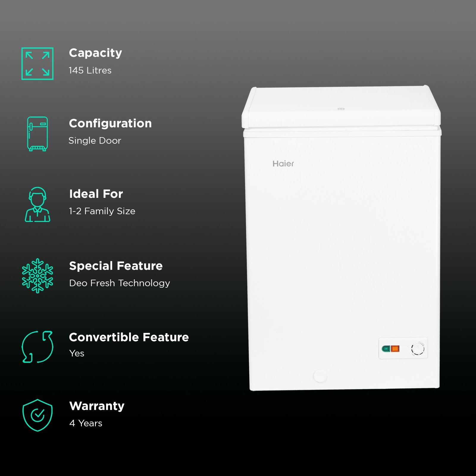 Haier Winner 145 Litres 5 Star Single Door Deep Freezer (Stabilizer Free Operation, HCF-145SM5, White) Haier Winner 145 Litres 5 Star Single Door Deep Freezer (Stabilizer Free Operation, HCF-145SM5, White)_2