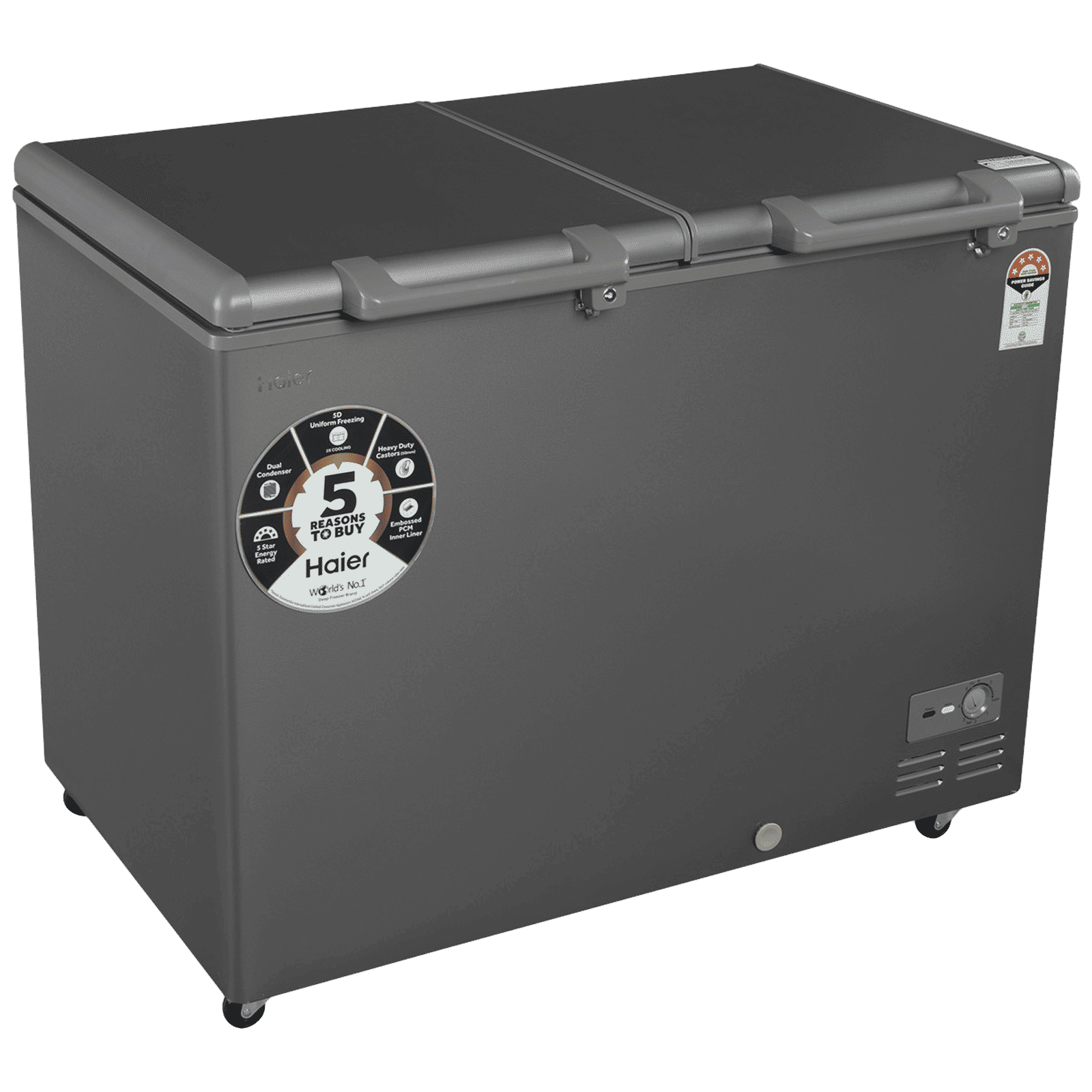 Haier Titanium 595 Litres 5 Star Double Door Deep Freezer with Stabilizer Free Operation (HFC-595DME5, Grey)_8