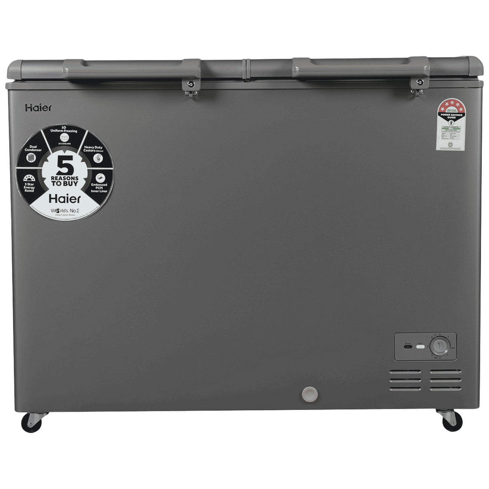 Haier Titanium 595 Litres 5 Star Double Door Deep Freezer with Stabilizer Free Operation (HFC-595DME5, Grey)_1