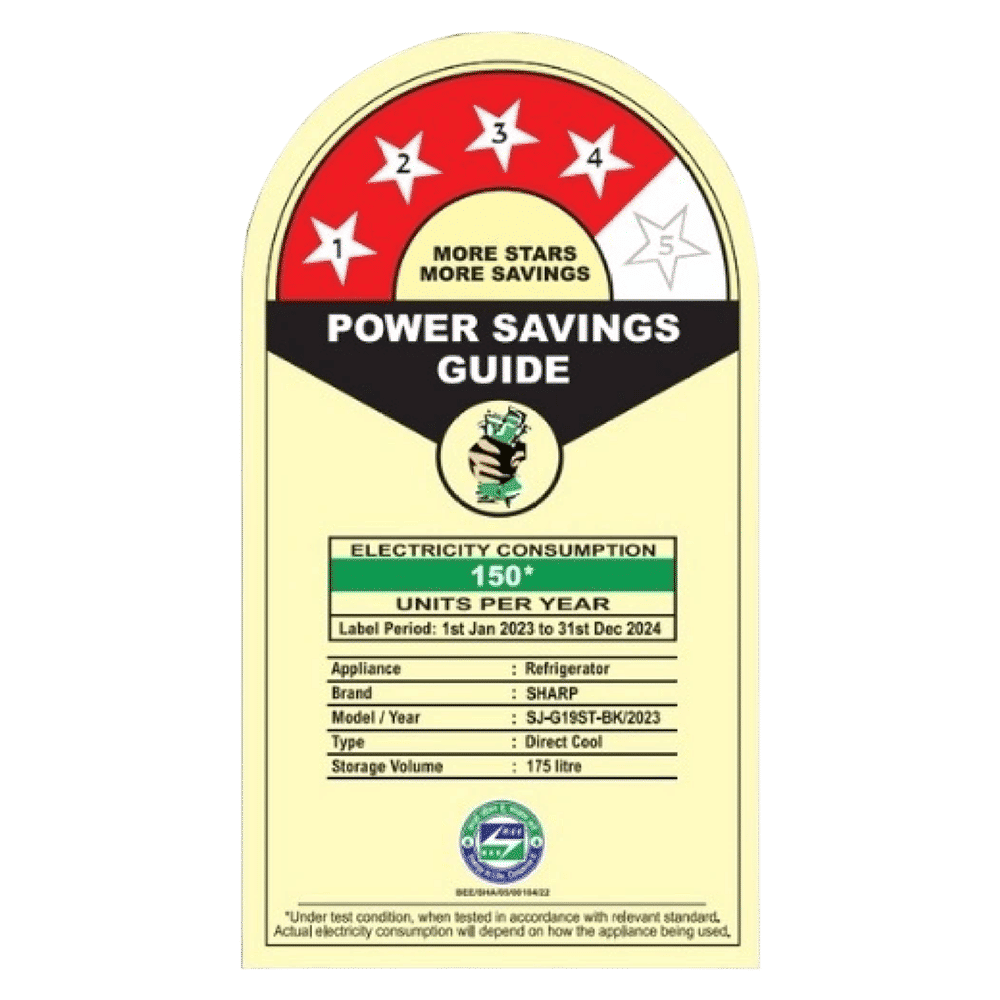 SHARP 175 Litres 4 Star Direct Cool Single Door Refrigerator with Anti Bacterial Gasket (SJ-G19ST-BK, Black) SHARP 175 Litres 4 Star Direct Cool Single Door Refrigerator with Anti Bacterial Gasket (SJ-G19ST-BK, Black)_10
