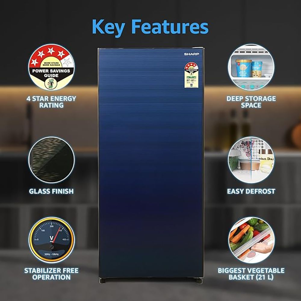 SHARP 175 Litres 4 Star Direct Cool Single Door Refrigerator with Anti Bacterial Gasket (SJ-G19ST-BL, Blue) SHARP 175 Litres 4 Star Direct Cool Single Door Refrigerator with Anti Bacterial Gasket (SJ-G19ST-BL, Blue)_16