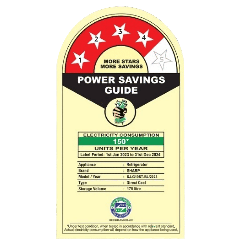 SHARP 175 Litres 4 Star Direct Cool Single Door Refrigerator with Anti Bacterial Gasket (SJ-G19ST-BL, Blue) SHARP 175 Litres 4 Star Direct Cool Single Door Refrigerator with Anti Bacterial Gasket (SJ-G19ST-BL, Blue)_10