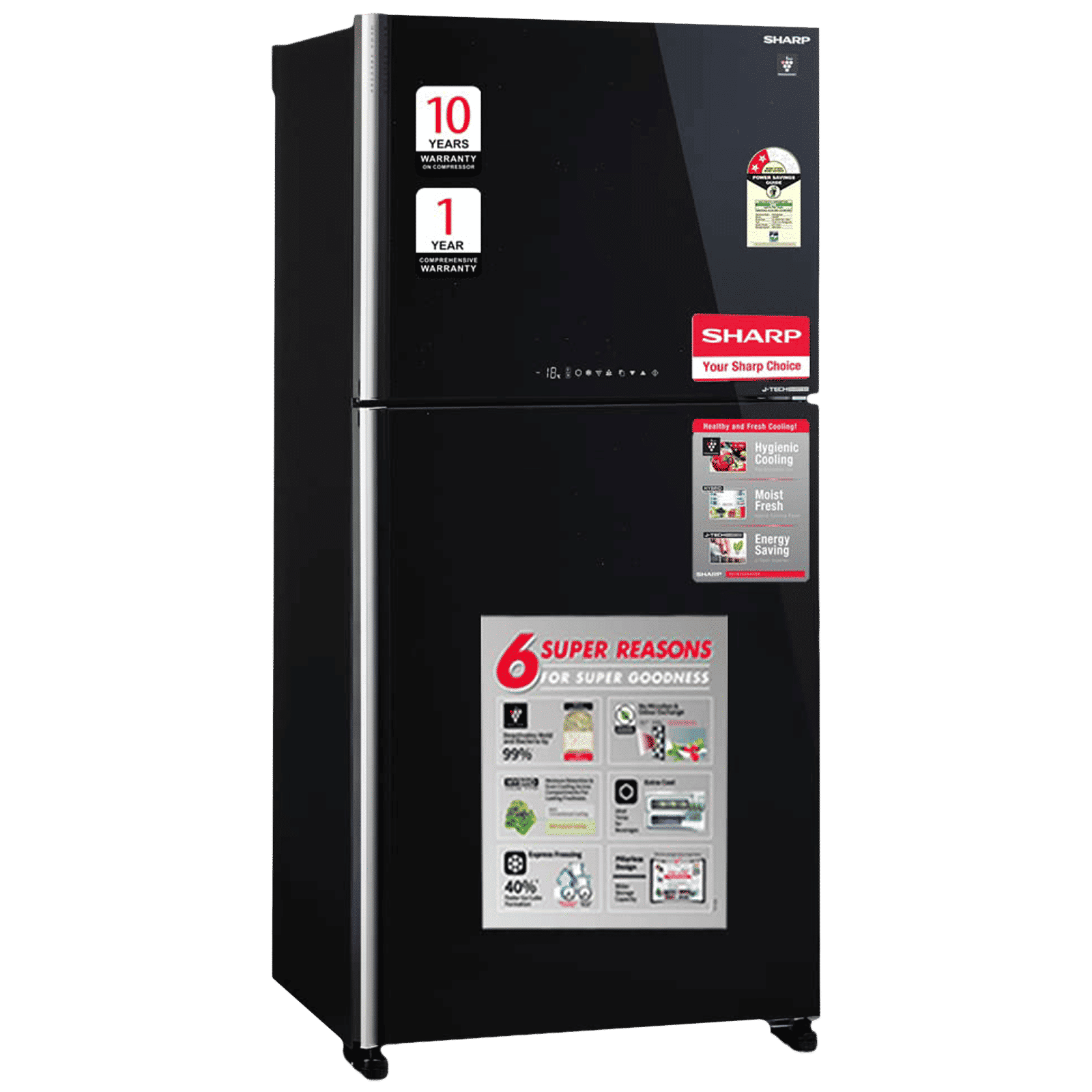 SHARP 556 Litres 2 Star Frost Free Double Door Refrigerator with Plasmacluster Technology (SJ-GP60T-BK, Black)_1