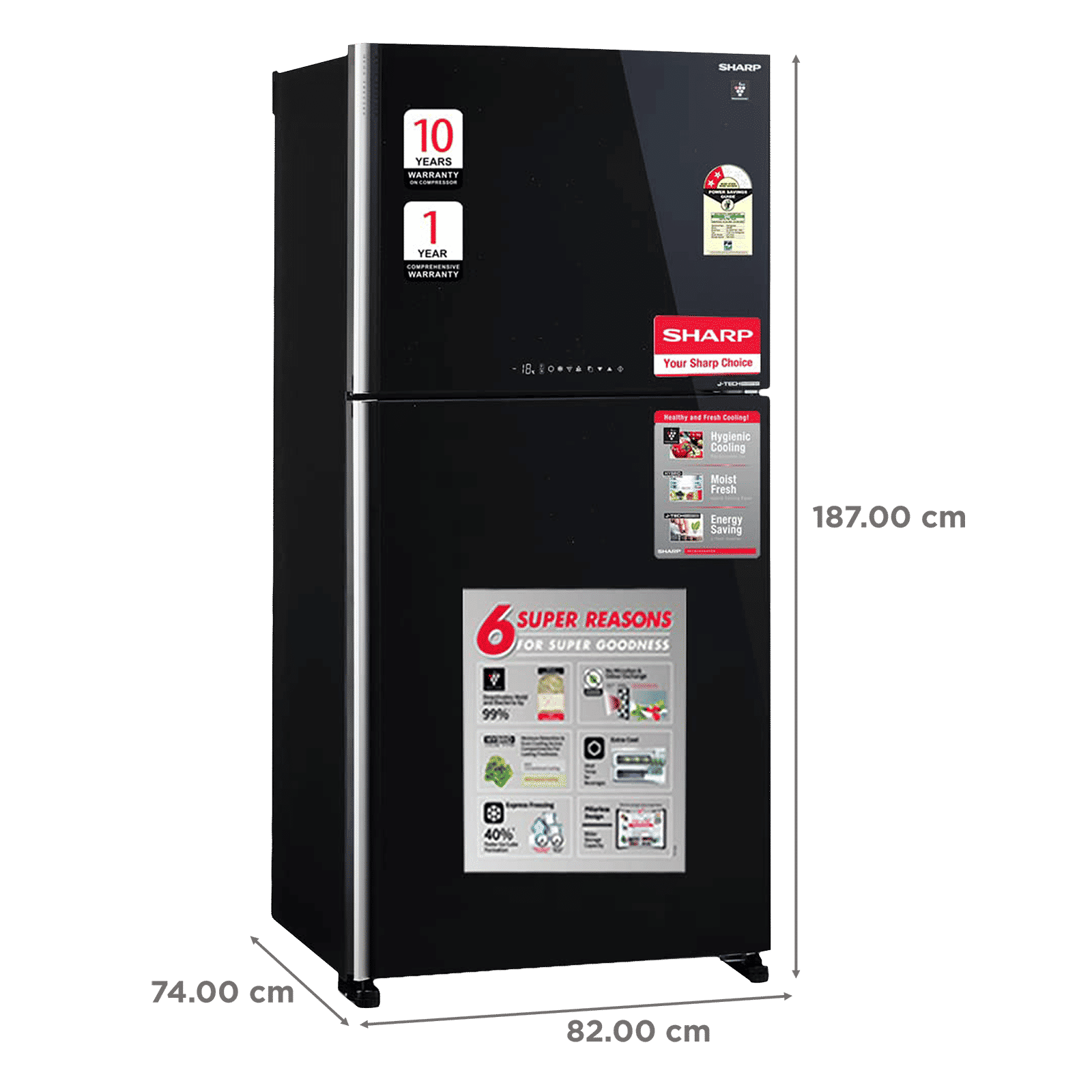 SHARP 556 Litres 2 Star Frost Free Double Door Refrigerator with Plasmacluster Technology (SJ-GP60T-BK, Black)_3