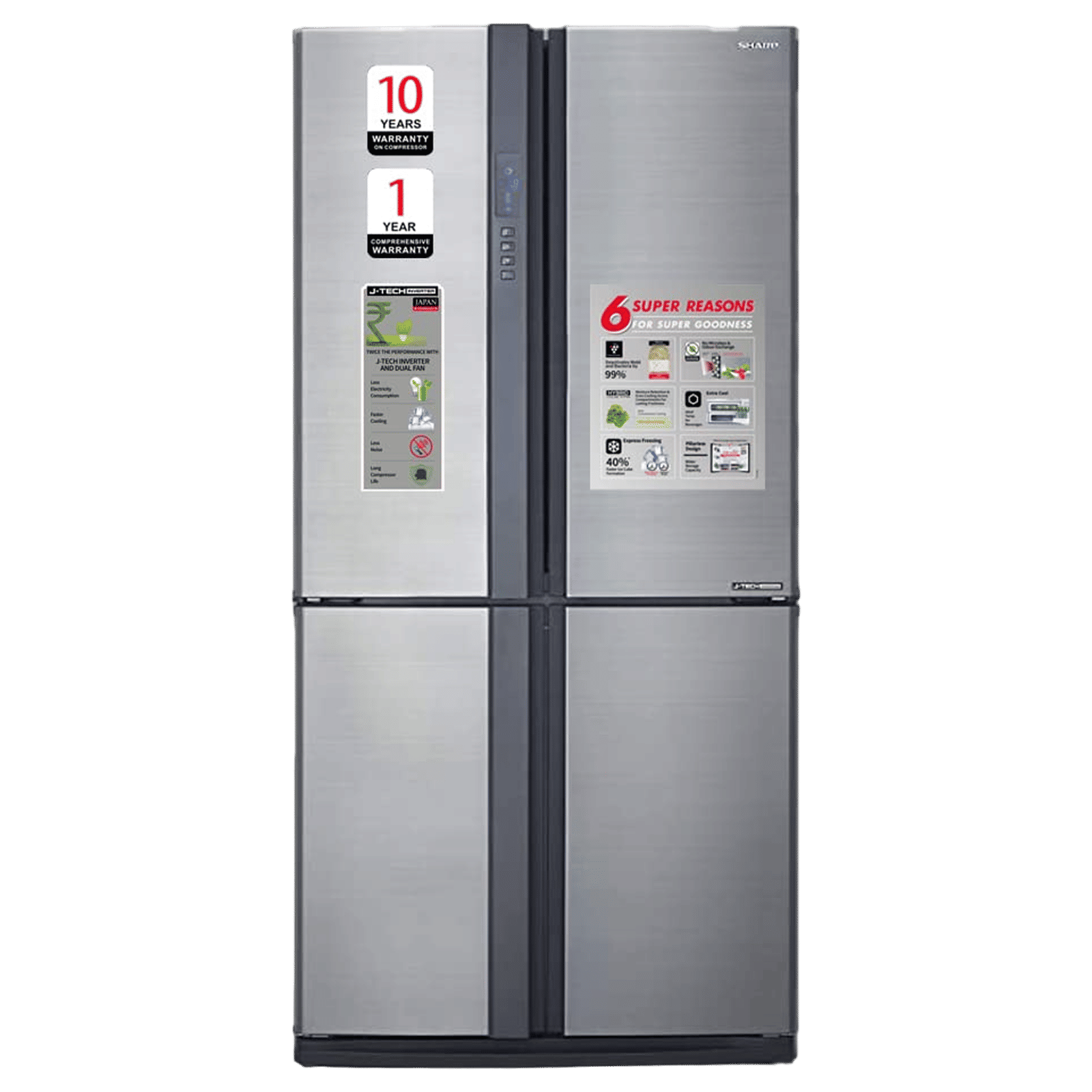 SHARP 605 Litres 5 Star Frost Free French Door Refrigerator with Express Freezing (SJ-EP70F-SL, Silver)_1