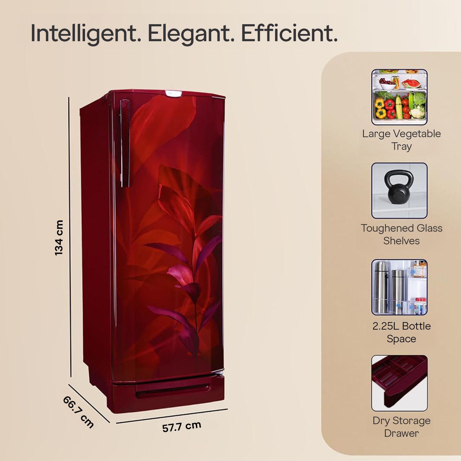 Godrej Edge Pro 205 Litres 3 Star Direct Cool Single Door Refrigerator with Built-in Stabilizer (RD EDGEPRO 230C TDF, Marine Wine)_12