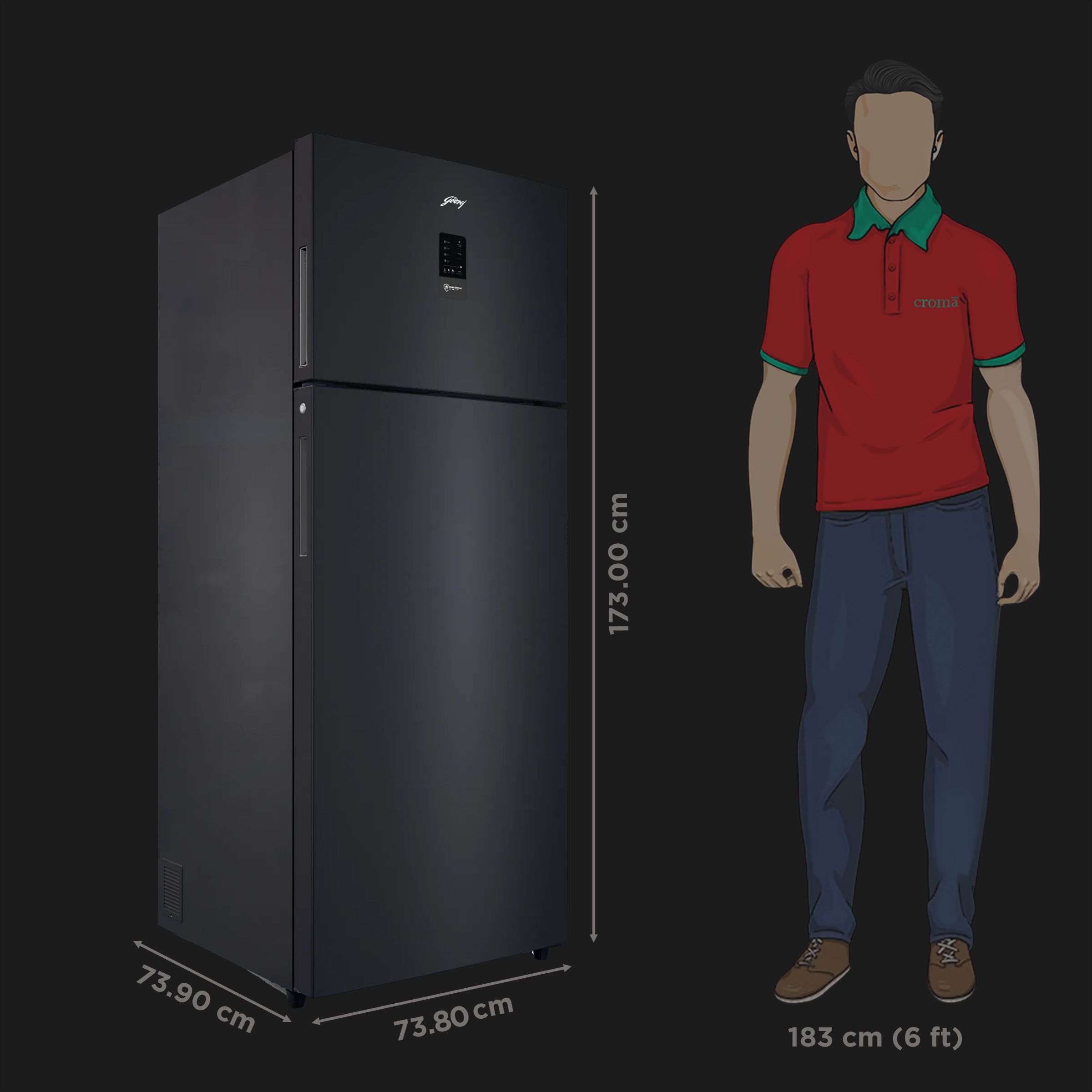 Godrej Eon Regalis 436 Litres 2 Star Frost Free Double Door Convertible Refrigerator with Nano Shield Technology (RT EONREGALIS 477B RCI MT BK, Matte Black)_3