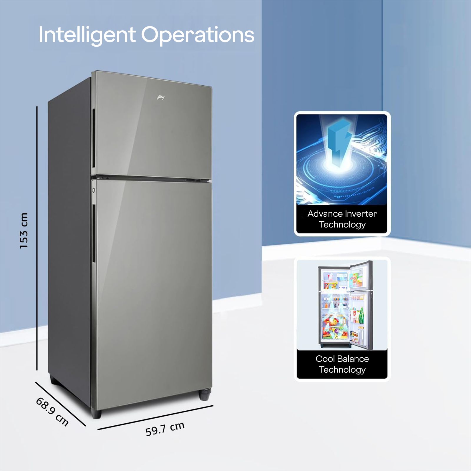 Godrej Eon Alpha 238 Litres 3 Star Frost Free Double Door Refrigerator with Advanced Inverter Technology (RT EON ALPHA 270C RI ST GL, Steel Glow) Godrej Eon Alpha 238 Litres 3 Star Frost Free Double Door Refrigerator with Advanced Inverter Technology (RT EON ALPHA 270C RI ST GL, Steel Glow)_10