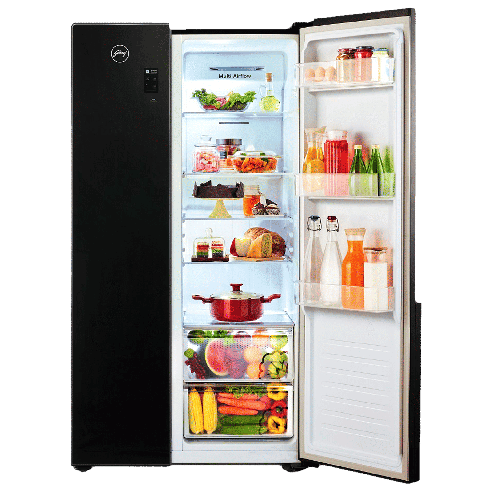 Godrej EONVELVET 564 Litres Frost Free Side By Side Refrigerator with Multi Air Flow Technology (RS EONVELVET 579 RFD GL BK, Black Glass)_9