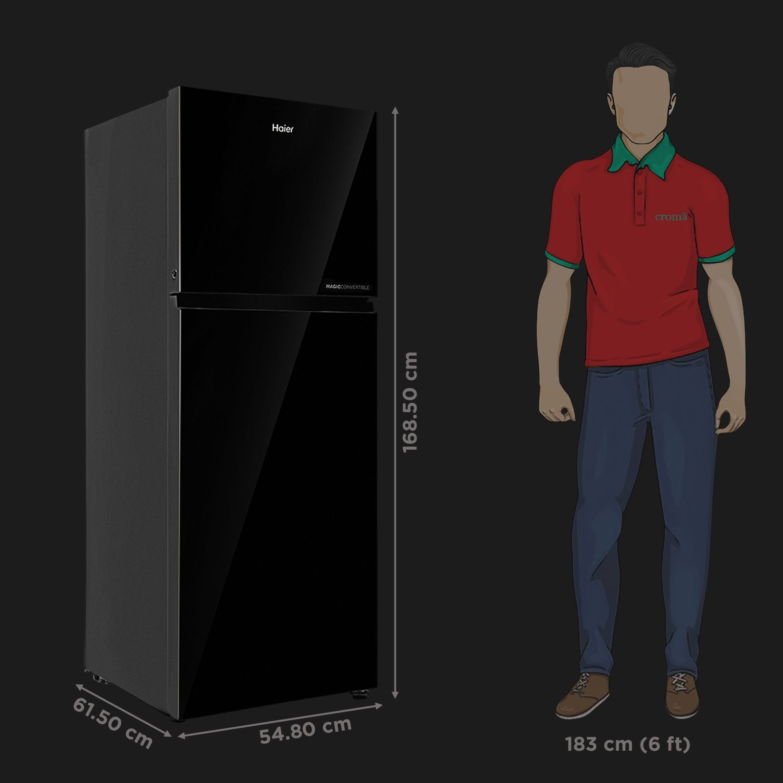 Haier 268 Litres 2 Star Frost Free Double Door Convertible Refrigerator with Turbo Icing (HRF-3182PKG-P, Black Glass) Haier 268 Litres 2 Star Frost Free Double Door Convertible Refrigerator with Turbo Icing (HRF-3182PKG-P, Black Glass)_3