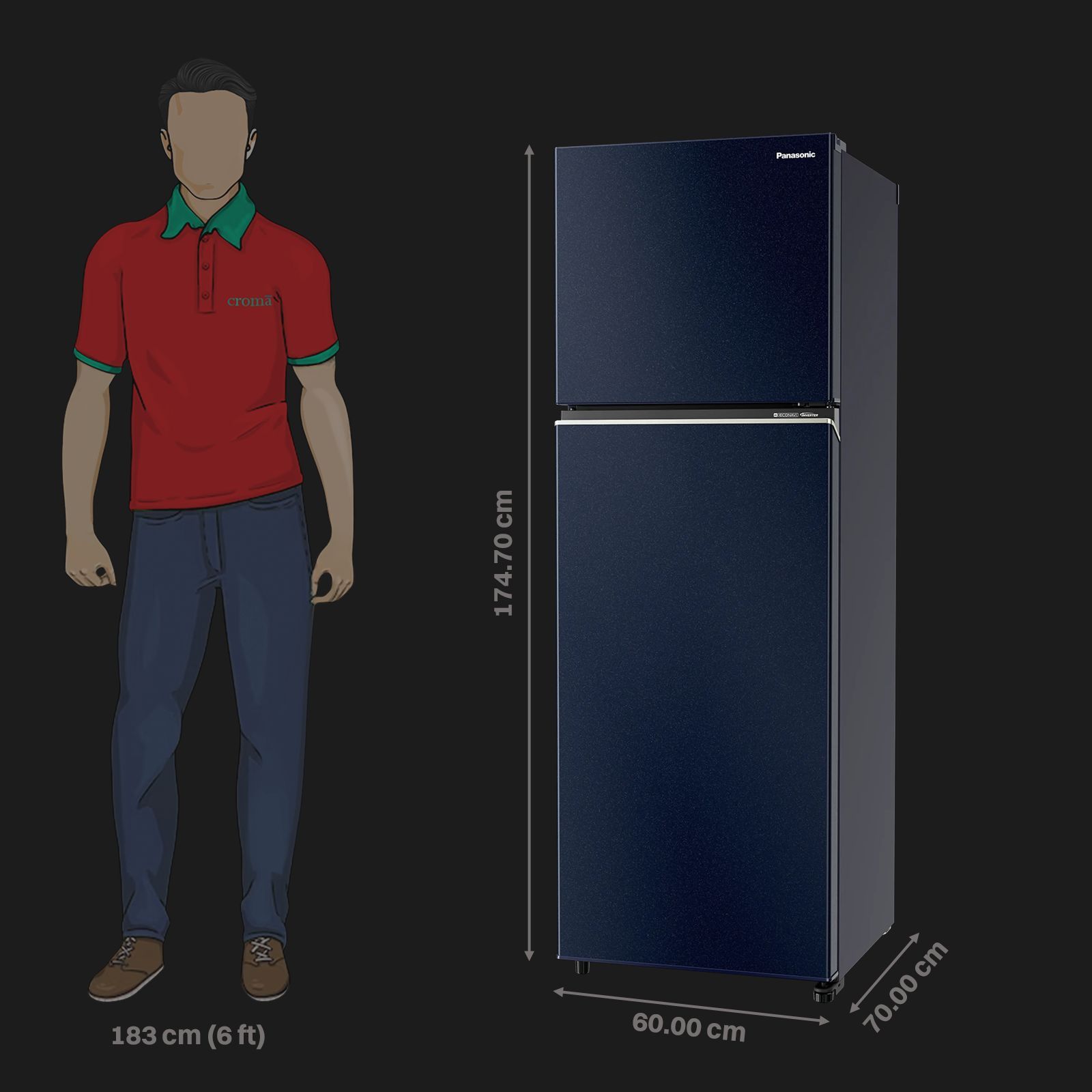 Panasonic TG Series 322 Litres 2 Star Frost Free Double Door Convertible Refrigerator with Surround Cooling Technology (NR-TG368BPAN, Ocean Blue)_3