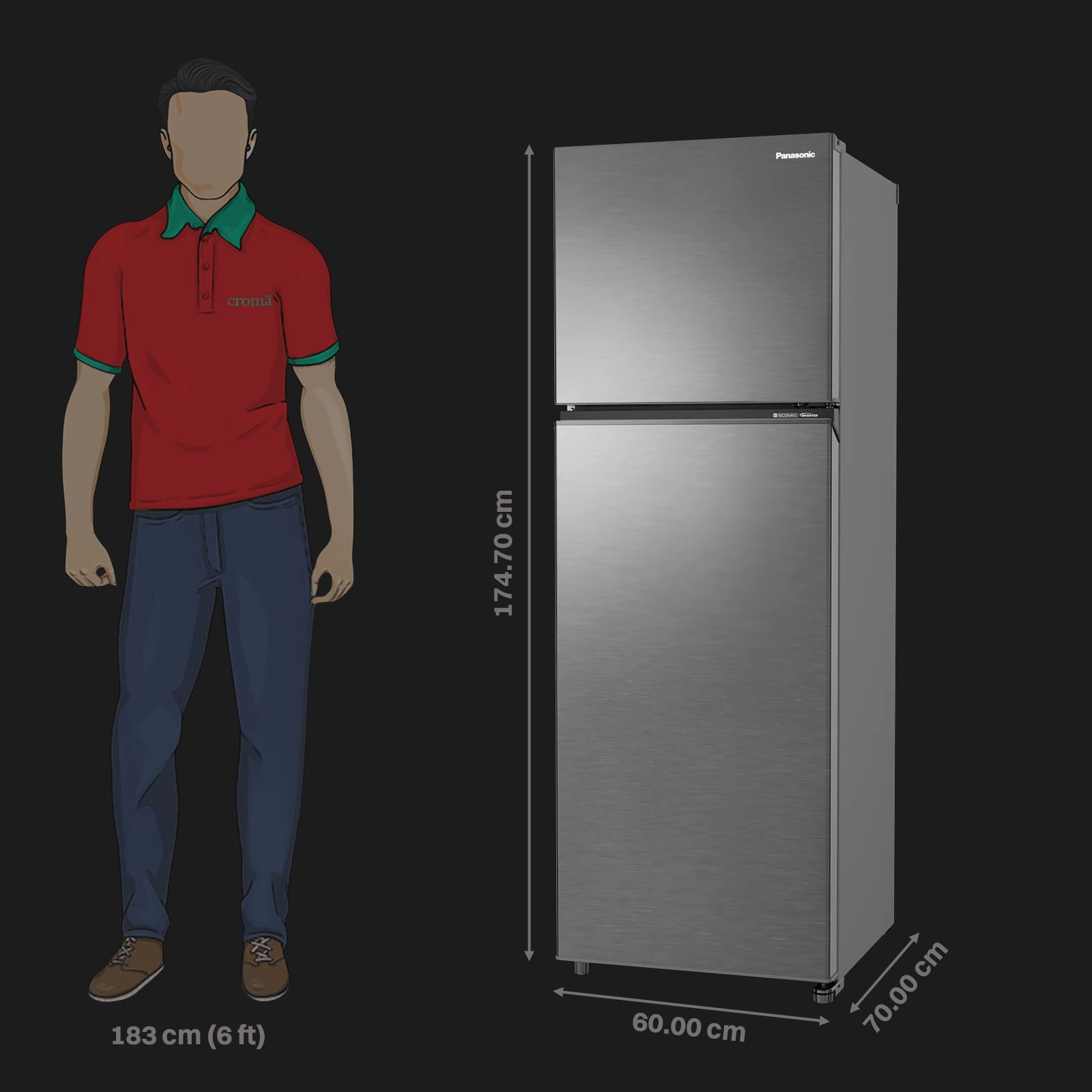 Panasonic 322 Litres 2 Star Frost Free Double Door Convertible Refrigerator with Surround Cooling (NR-TG366BVHN, Electric Grey)_3