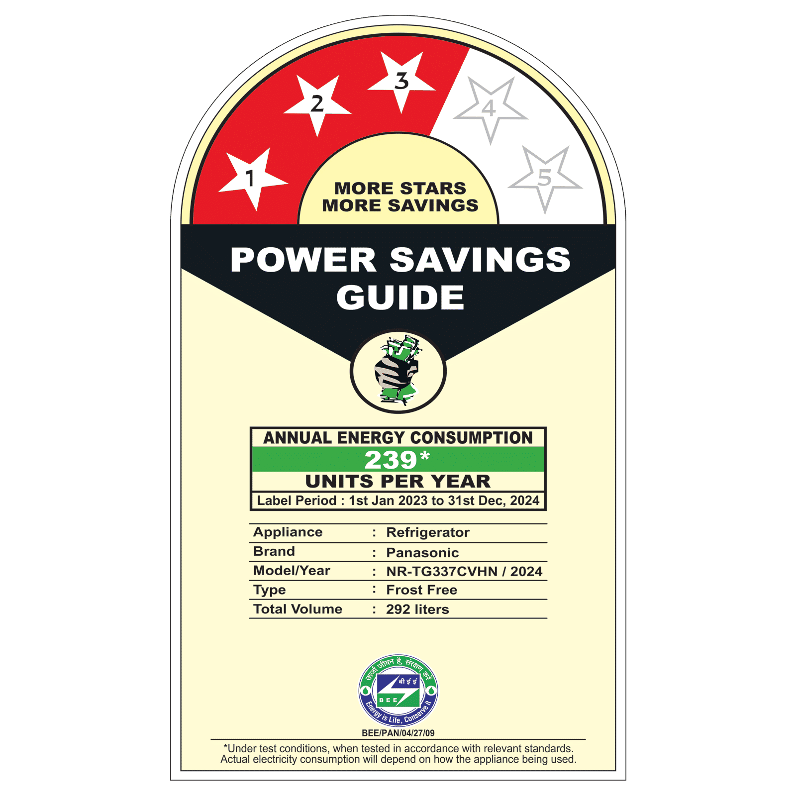 Panasonic 292 Litres 3 Star Frost Free Double Door Convertible Refrigerator with Surround Cooling (NR-TG337CVHN, Electric Grey)_7