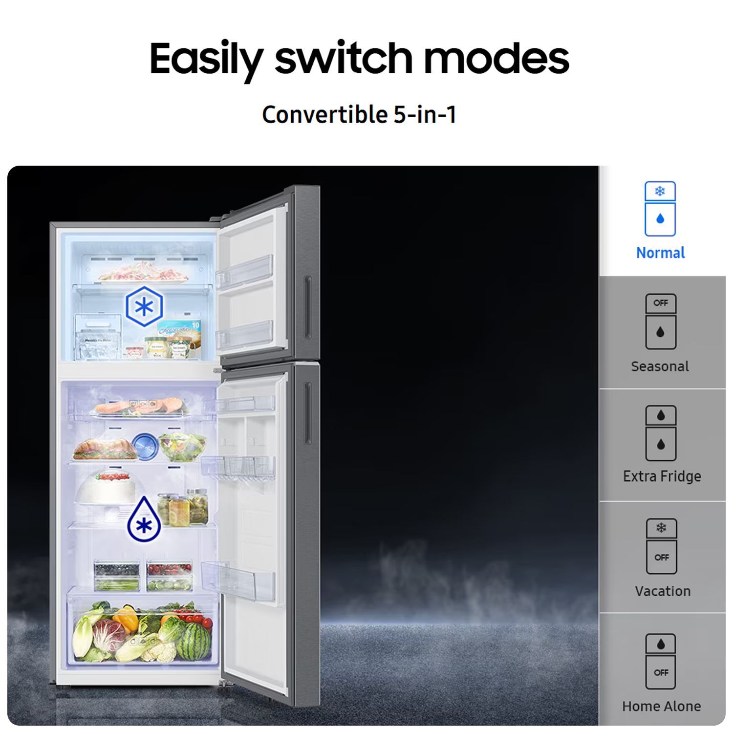 SAMSUNG 419 Litres 3 Star Frost Free Double Door Smart Wifi Enabled Convertible Refrigerator with Digital Inverter Compressor (RT45DG6A4DBXHL, Luxe Black)_14