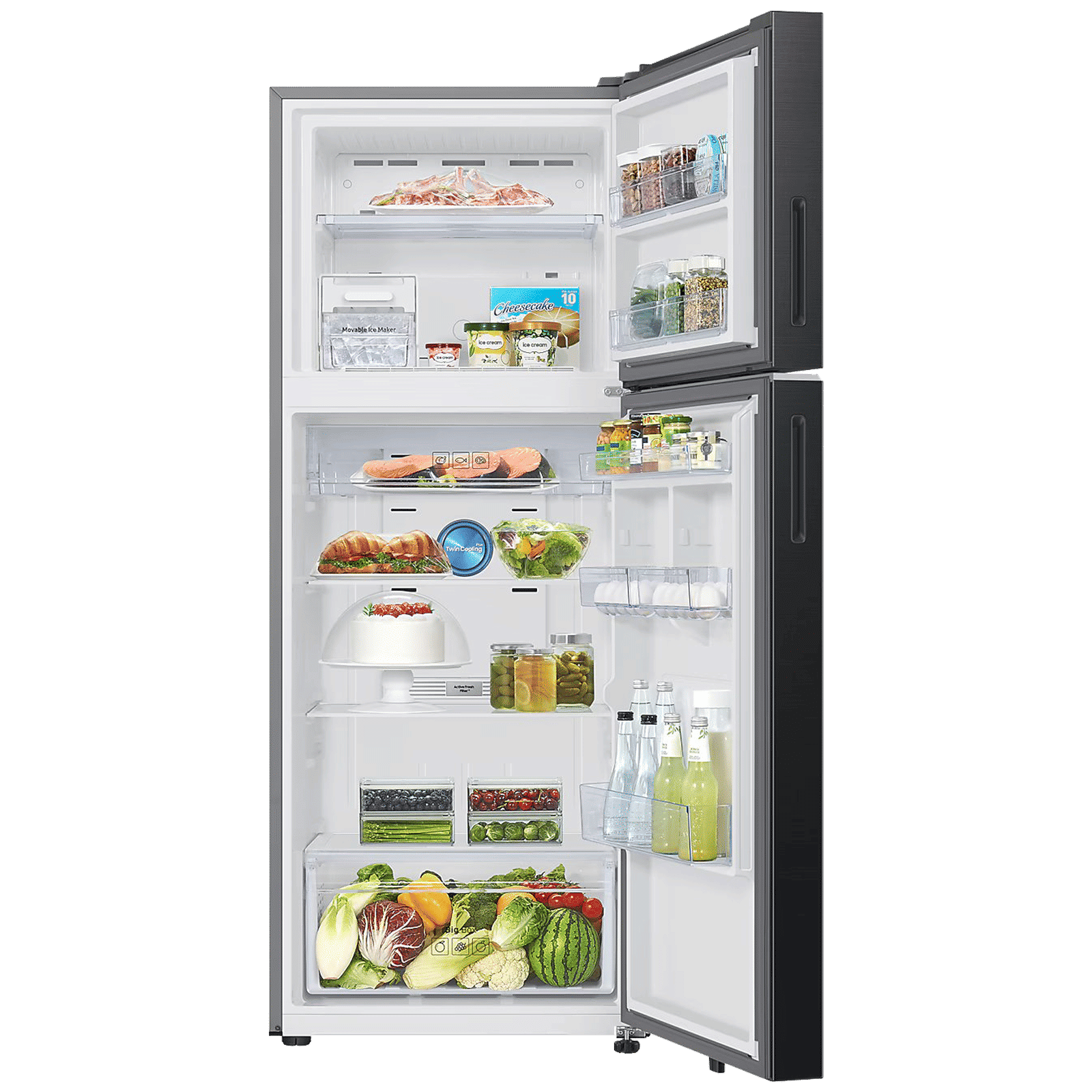 SAMSUNG 419 Litres 3 Star Frost Free Double Door Smart Wifi Enabled Convertible Refrigerator with Digital Inverter Compressor (RT45DG6A4DBXHL, Luxe Black)_5