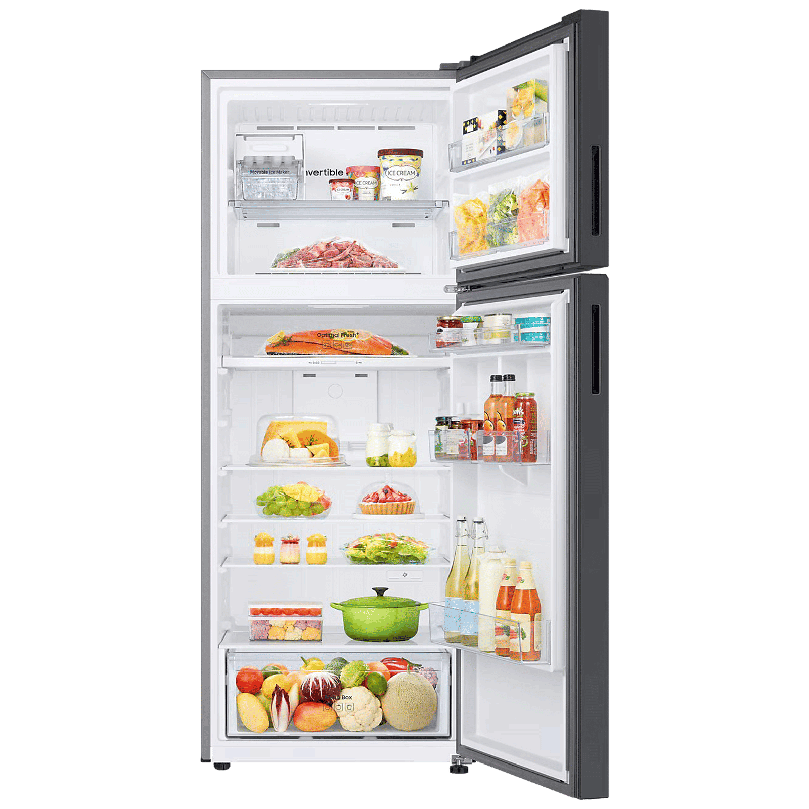 SAMSUNG 465 Litres 1 Star Frost Free Double Door Smart Wifi Enabled Refrigerator with AI Energy Mode (RT51DB682A22TL, Black Glass)_5