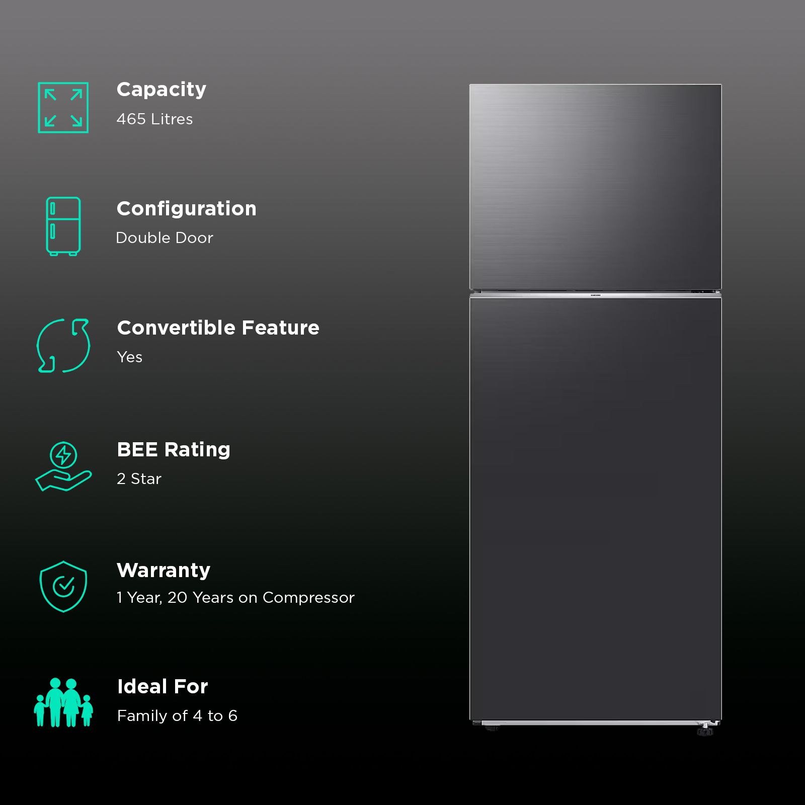 SAMSUNG 465 Litres 2 Star Frost Free Double Door Smart Wifi Enabled Refrigerator with AI Energy Mode (RT51DG682BB1TL, Black Matt) SAMSUNG 465 Litres 2 Star Frost Free Double Door Smart Wifi Enabled Refrigerator with AI Energy Mode (RT51DG682BB1TL, Black Matt)_2
