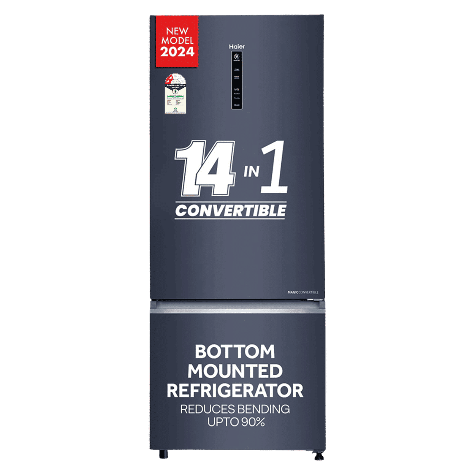 Haier 445 Litres 2 Star Frost Free Double Door Bottom Mount Convertible Refrigerator with 1 Hour Icing Technology (HRB-4952BGK-P, Graphite Black)_1