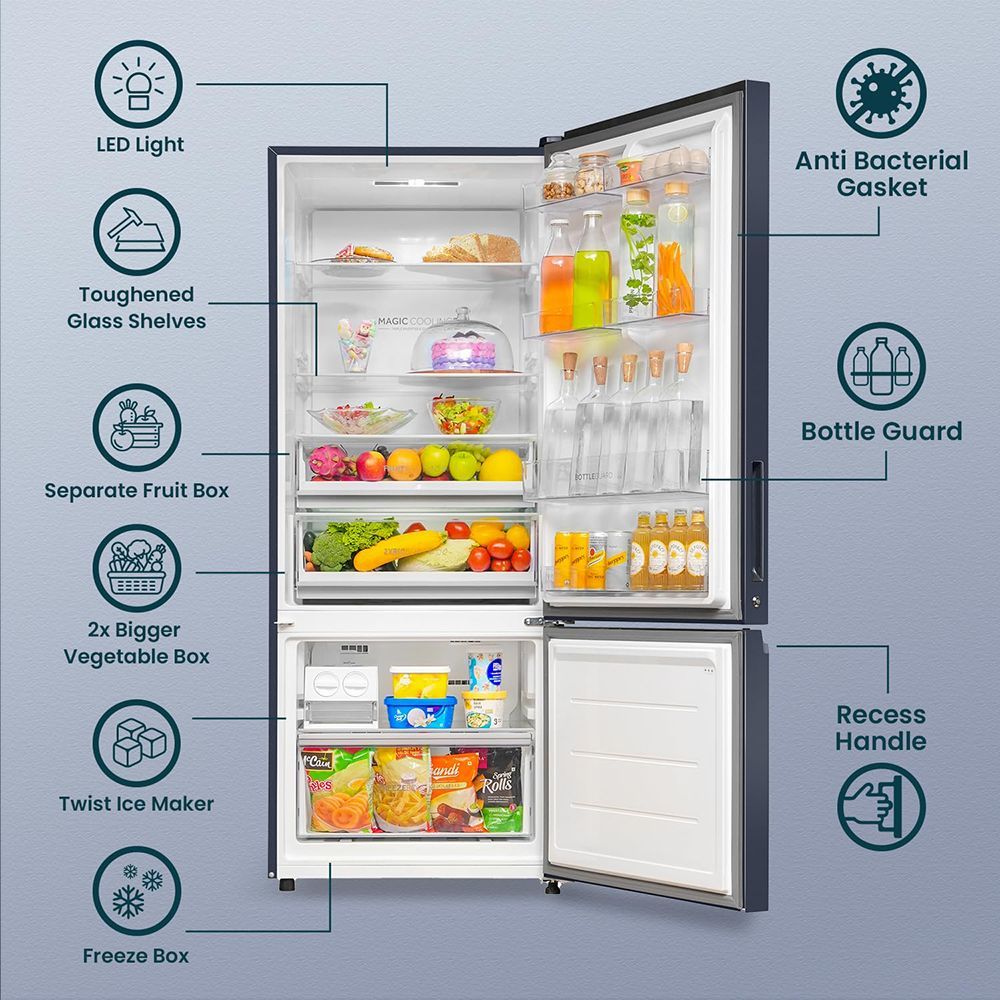 Haier 445 Litres 2 Star Frost Free Double Door Bottom Mount Convertible Refrigerator with 1 Hour Icing Technology (HRB-4952BGK-P, Graphite Black)_18
