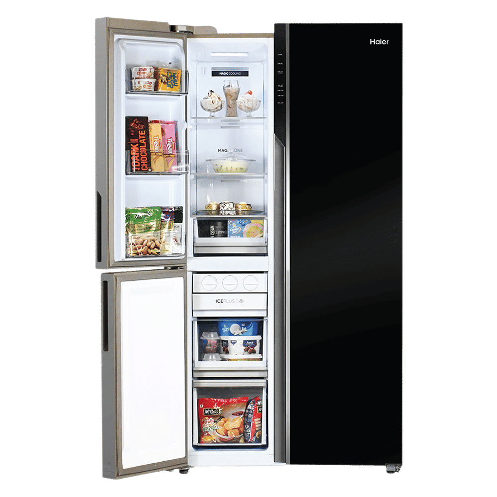 Haier 598 Litres 3 Star Frost Free Side by Side Refrigerator with Deo Fresh Technology (HRT-683KWG-P, Black & White)_7