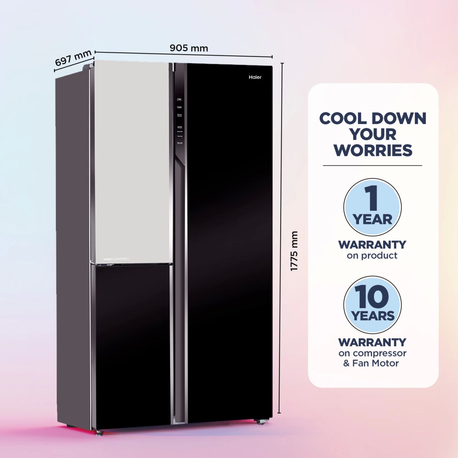 Haier 598 Litres 3 Star Frost Free Side by Side Refrigerator with Deo Fresh Technology (HRT-683KWG-P, Black & White)_12