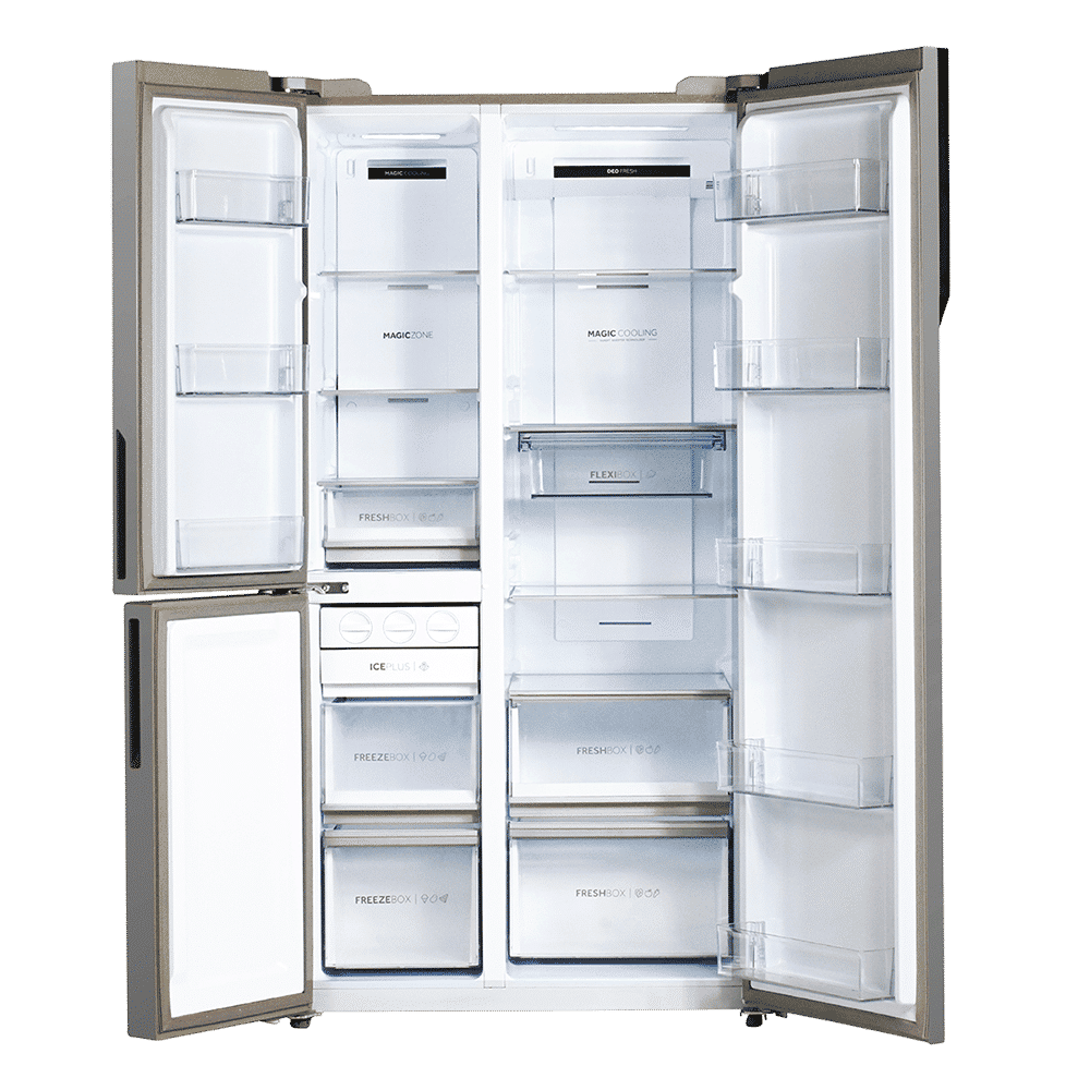 Haier 598 Litres 3 Star Frost Free Side by Side Refrigerator with Deo Fresh Technology (HRT-683KWG-P, Black & White)_5