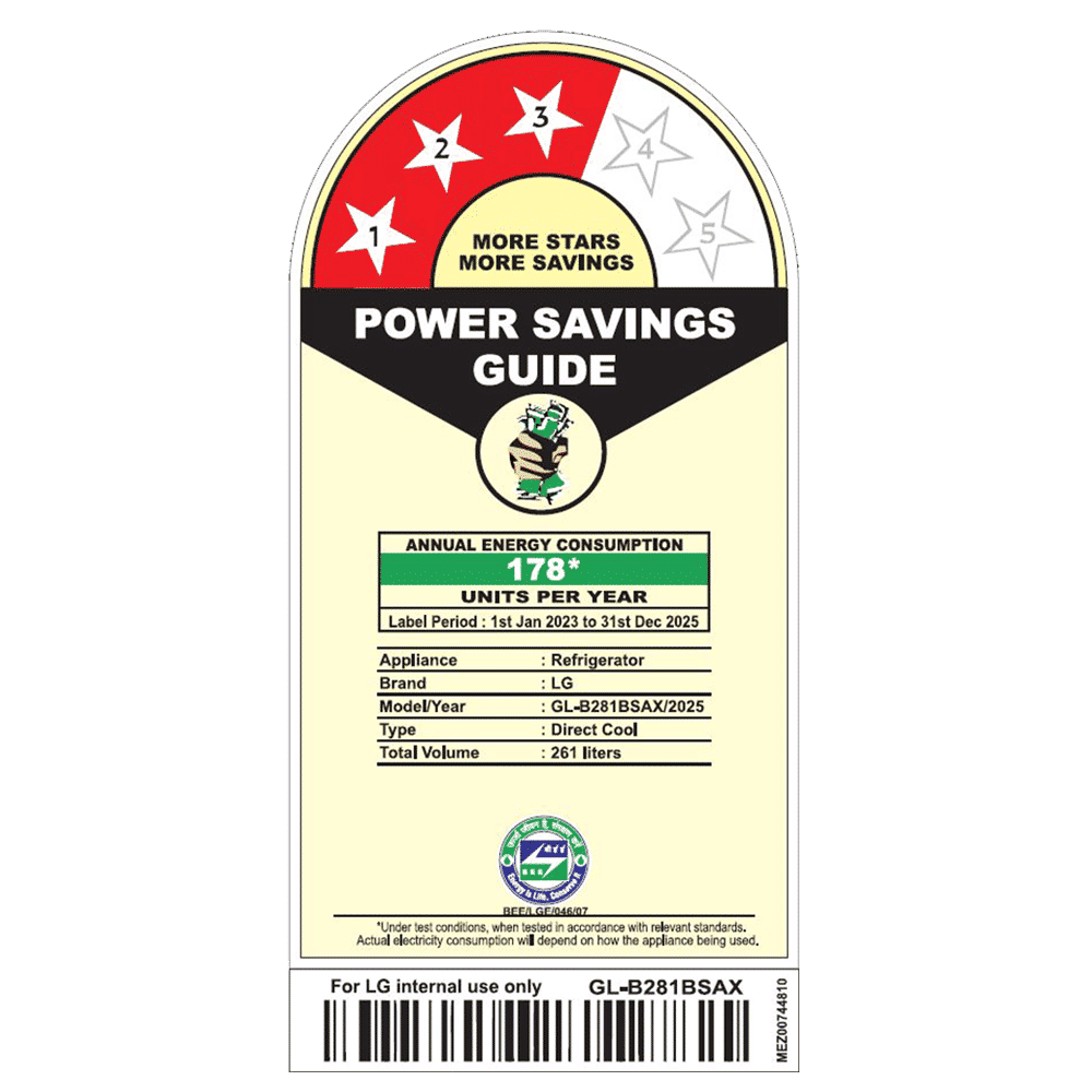 LG 281 Series 261 Litres 3 Star Direct Cool Single Door Refrigerator with Auto Smart Connect (GL-B281BSAX, Scarlet Aurora) LG 281 Series 261 Litres 3 Star Direct Cool Single Door Refrigerator with Auto Smart Connect (GL-B281BSAX, Scarlet Aurora)_8