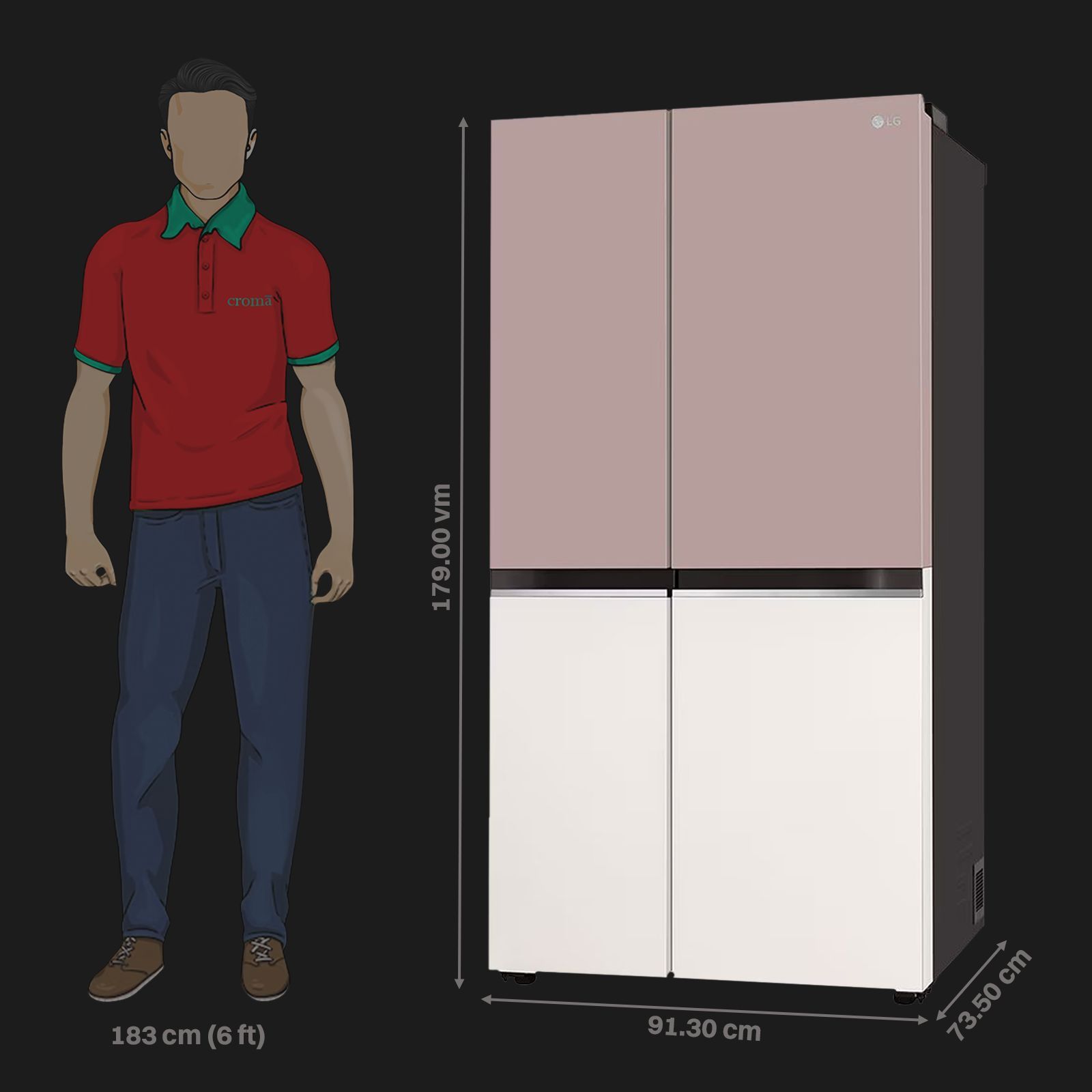 LG 650 Litres 3 Star Frost Free Side by Side Smart Wifi Enabled Convertible Refrigerator with Multi Air Flow (GL-B257EPT3, Clay Pink Tango) LG 650 Litres 3 Star Frost Free Side by Side Smart Wifi Enabled Convertible Refrigerator with Multi Air Flow (GL-B257EPT3, Clay Pink Tango)_3