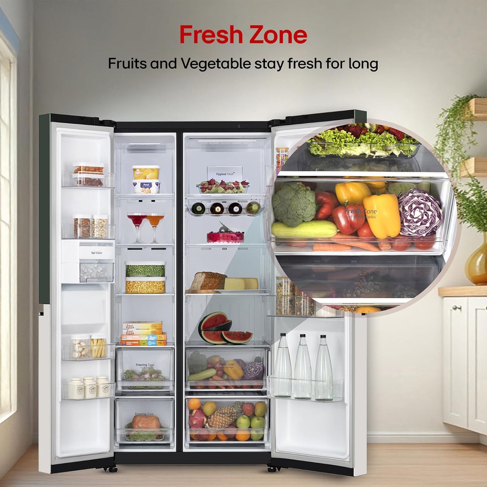 LG 650 Litres 3 Star Frost Free Side by Side Smart Wifi Enabled Convertible Refrigerator with Multi Air Flow (GL-B257EET3, Emerald Green Tango)_15