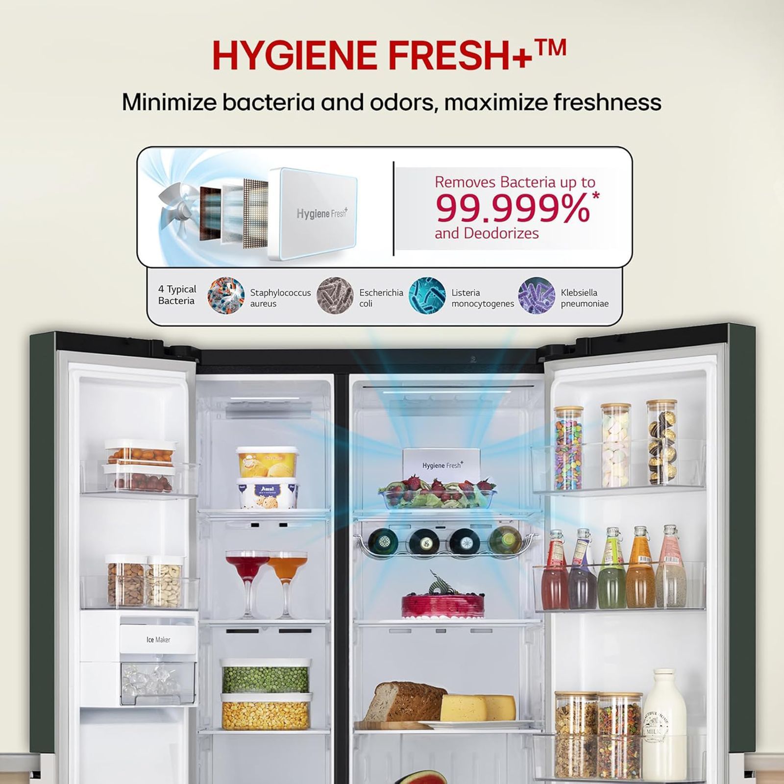 LG 650 Litres 3 Star Frost Free Side by Side Smart Wifi Enabled Convertible Refrigerator with Multi Air Flow (GL-B257EET3, Emerald Green Tango)_17