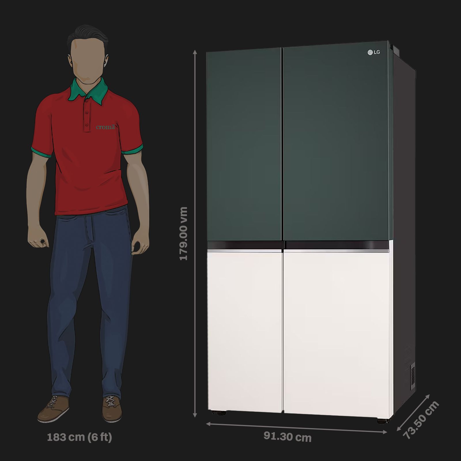 LG 650 Litres 3 Star Frost Free Side by Side Smart Wifi Enabled Convertible Refrigerator with Multi Air Flow (GL-B257EET3, Emerald Green Tango)_3