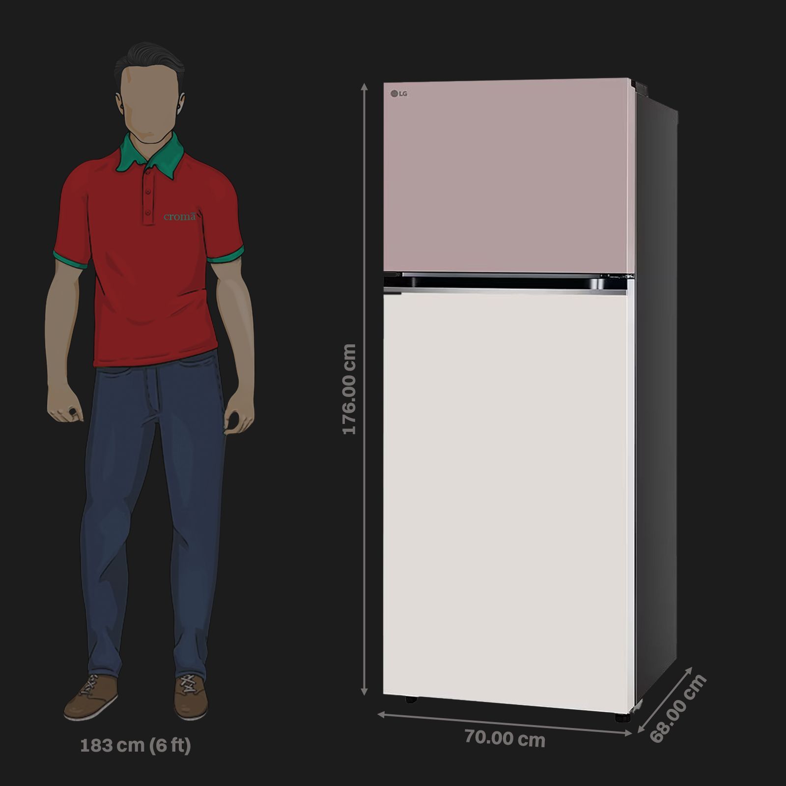 LG 398 Litres 2 Star Frost Free Double Door Convertible Refrigerator with Smart Diagnosis (GL-S422SPTY, Clay Pink Tango)_3