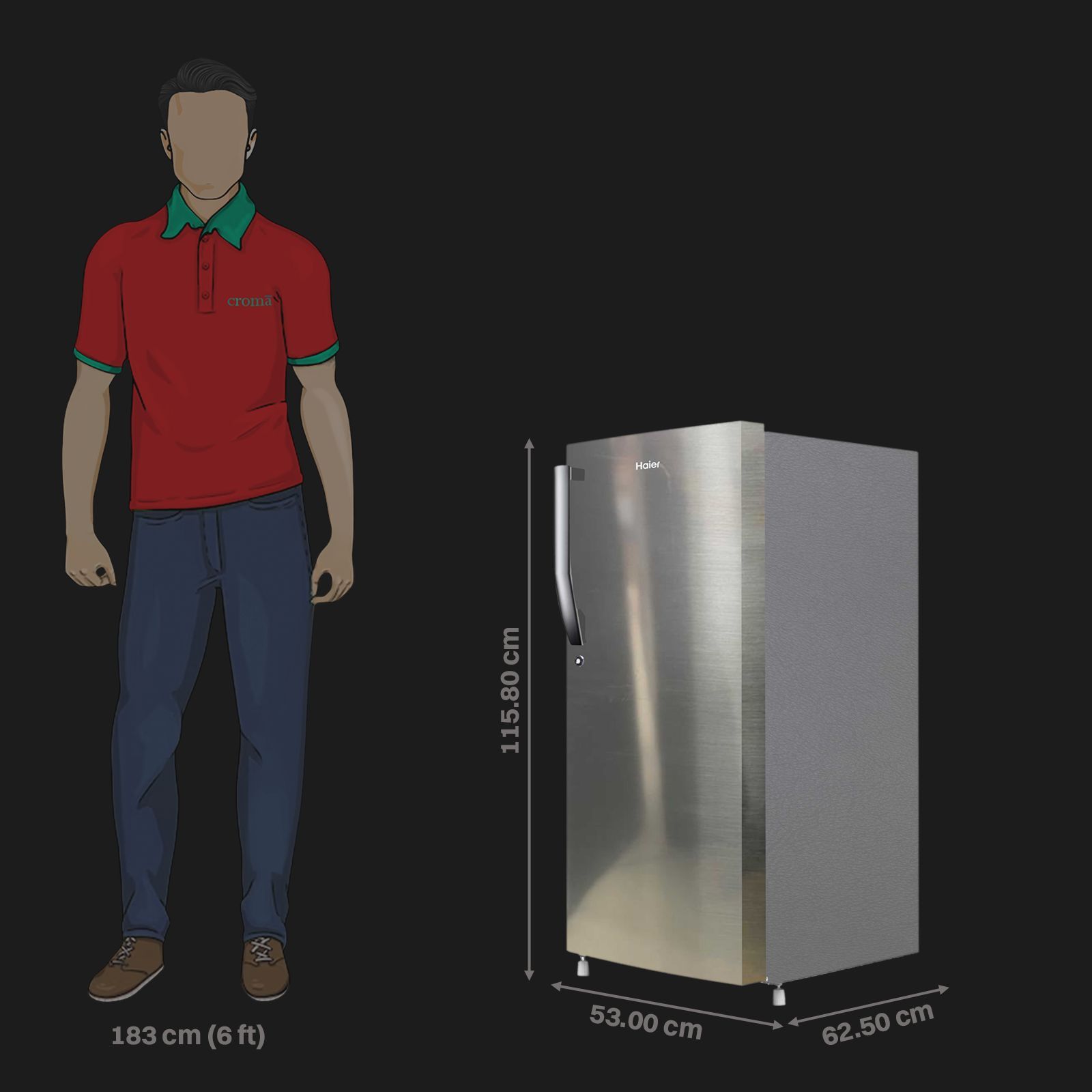 Haier 190 Litres 2 Star Direct Cool Single Door Refrigerator with Diamond Edge Freezing Technology (HRD-2102BNS-P, Nickel Steel)_3