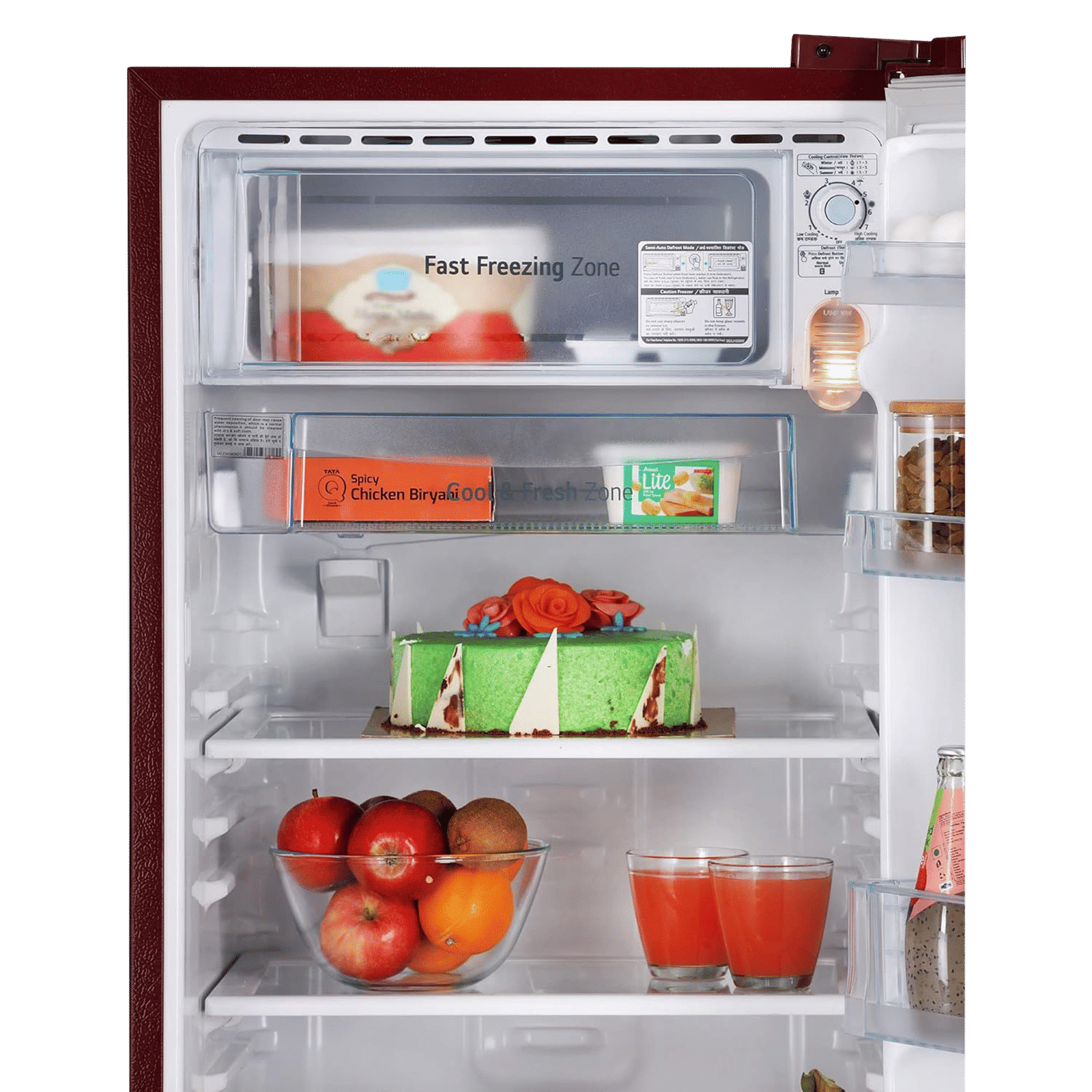 LG 190 Litres 2 Star Direct Cool Single Door Refrigerator with Stabilizer Free Operation (GL-B199OSEC, Scarlet Euphoria)_9