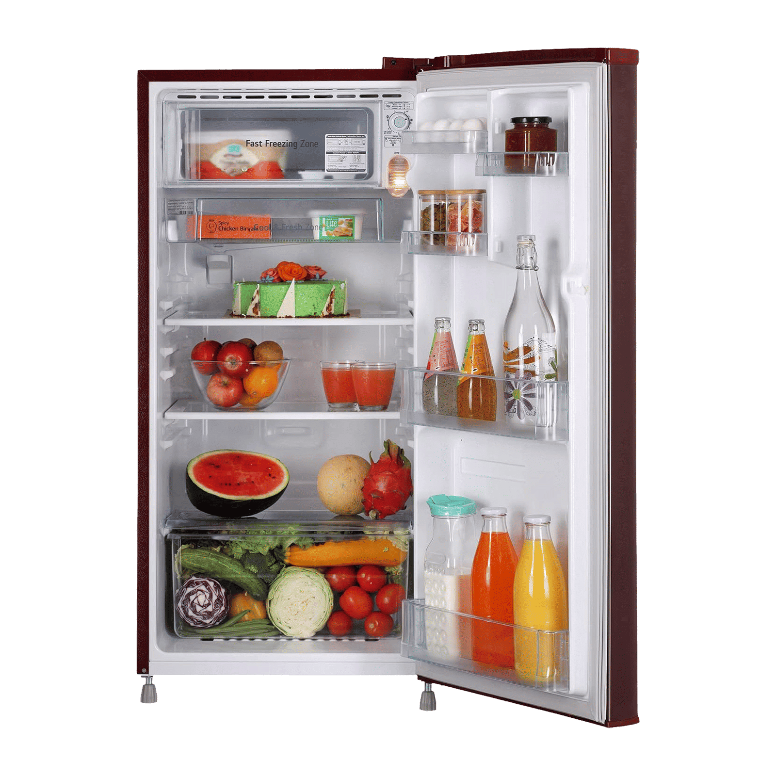 LG 190 Litres 2 Star Direct Cool Single Door Refrigerator with Stabilizer Free Operation (GL-B199OSEC, Scarlet Euphoria)_5